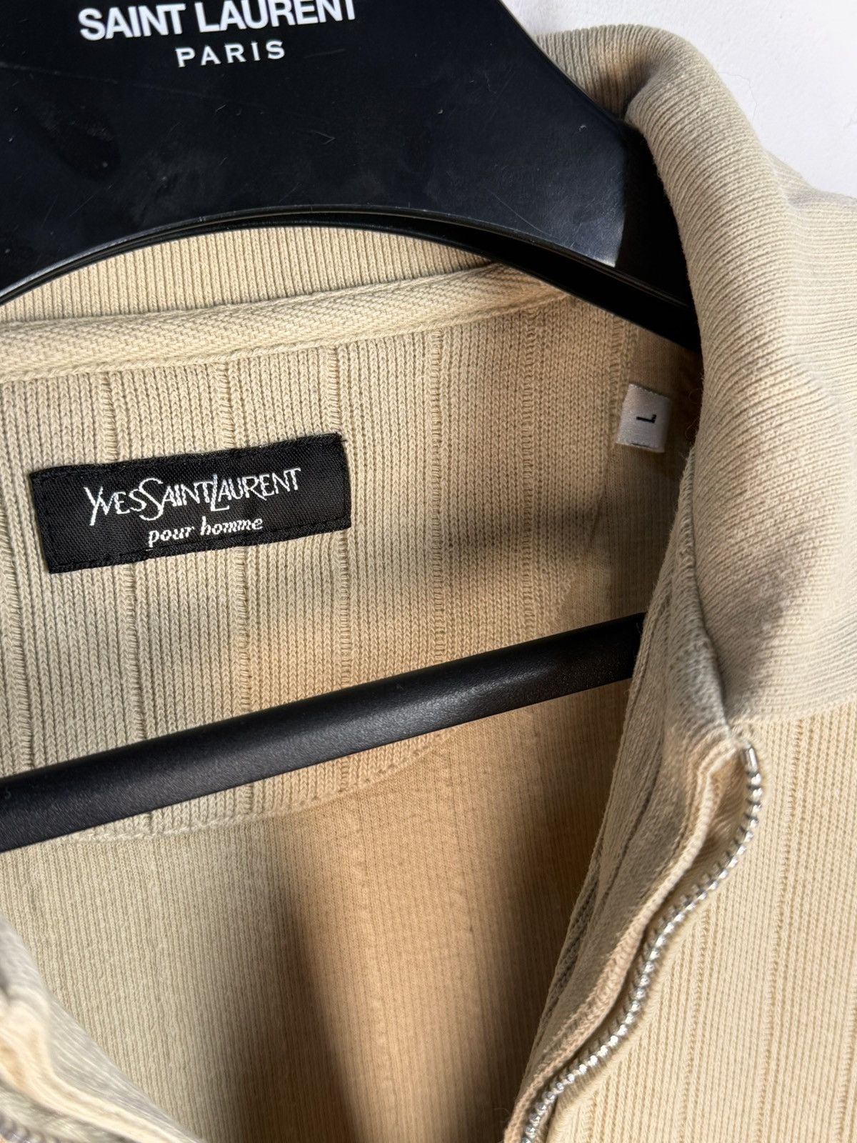 Yves Saint Laurent 90s Beige YSL Sweatshirt 1/4 Quarter Zip Sweater Rugby Shirt Size US L / EU 52-54 / 3 - 10 Thumbnail