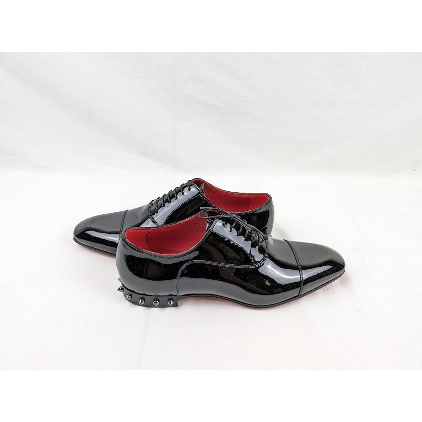 Christian Louboutin o1rshd1 So Greggo Flat Shoes in Black/Gun Metal/Lin Loubi Size US 10 / EU 43 - 12 Thumbnail