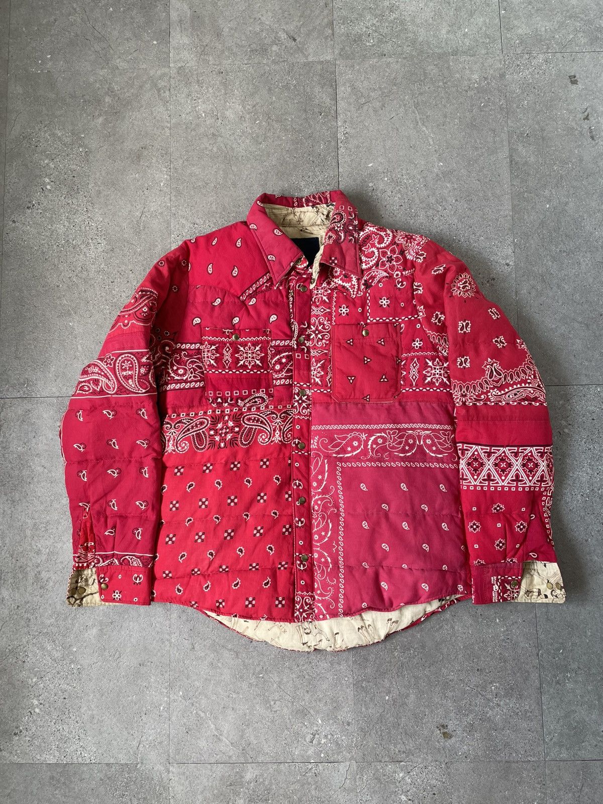 Visvim FW16 ICT Kerchief down JKT Red Bandana