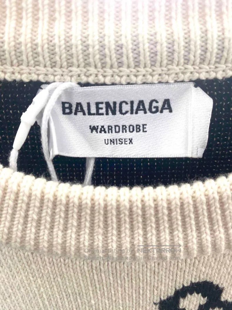 Balenciaga Balenciaga Beige Barrage Printed Logo Knit Sweater Size US M / EU 48-50 / 2 - 3 Thumbnail