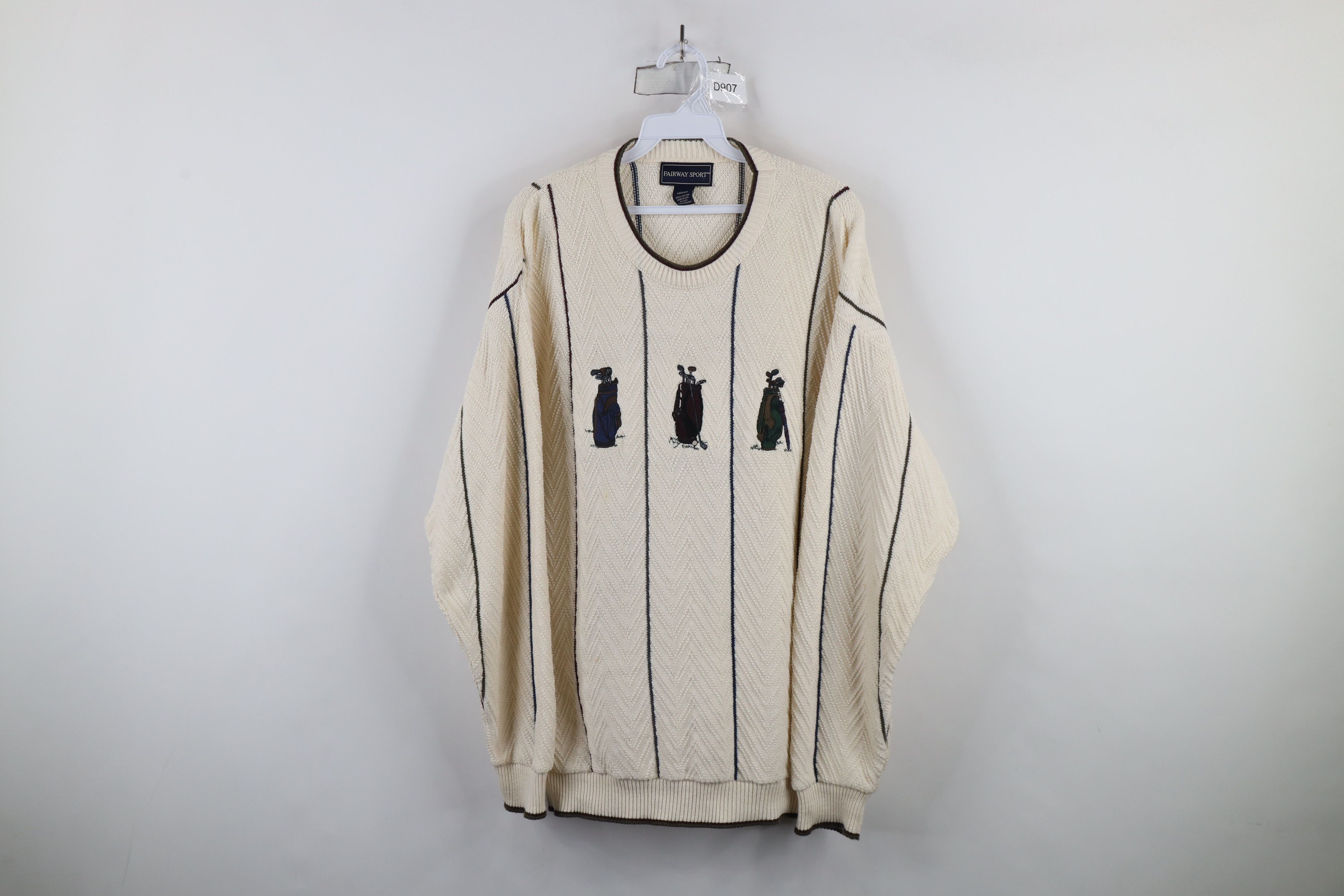 Vintage Vintage 90s Streetwear Knit Striped Golf Bag Sweater USA Size US M / EU 48-50 / 2 - 1 Thumbnail