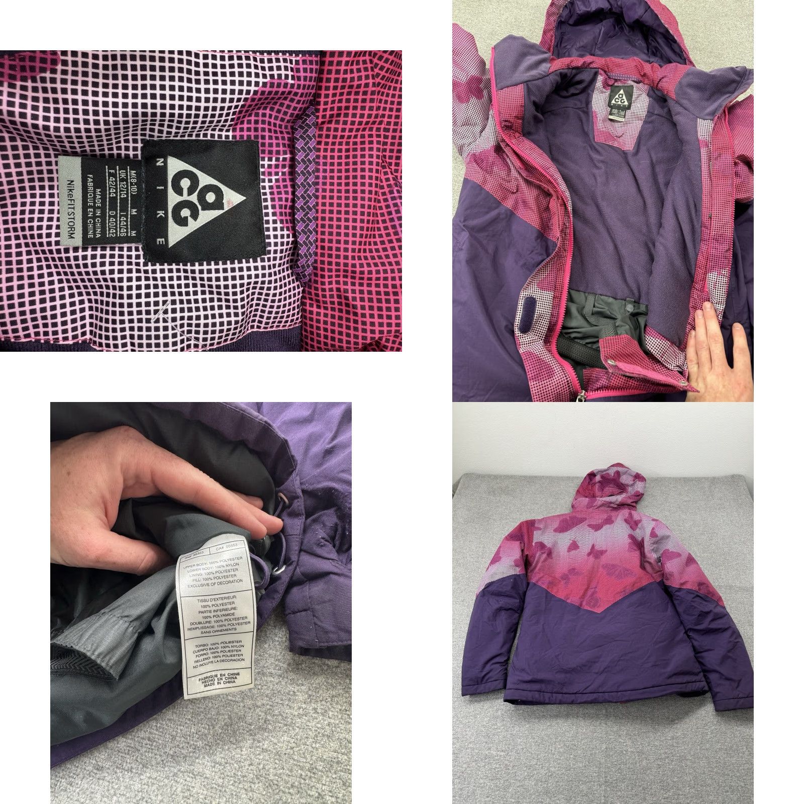 Nike Nike ACG Jacket Women Medium Ski Storm Parka Pink Purple Nylon Coat Mid-Length Zip Size M / US 6-8 / IT 42-44 - 8 Thumbnail
