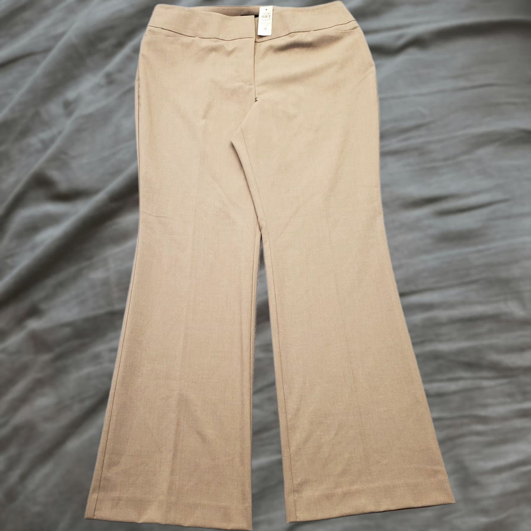 Ann Taylor Ann Taylor Curvy Bootcut Pants Women 12 Tan Formal Flat Front Stretch High Waist Size 34" / US 12 / IT 48 - 1 Thumbnail