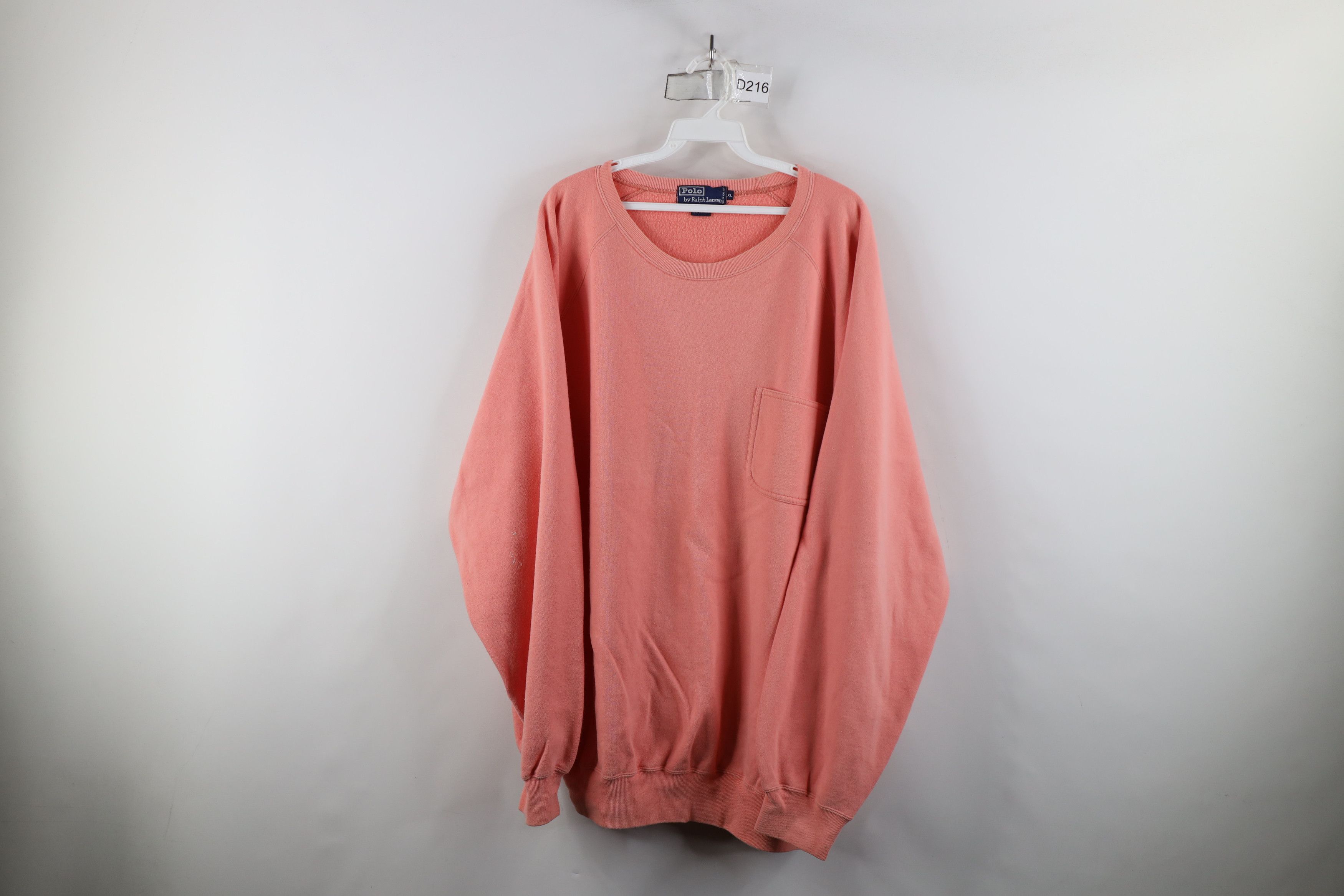 Ralph Lauren × Vintage Vintage 90s Ralph Lauren Baggy Pocket Sweatshirt Pink Size US XL / EU 56 / 4 - 1 Thumbnail