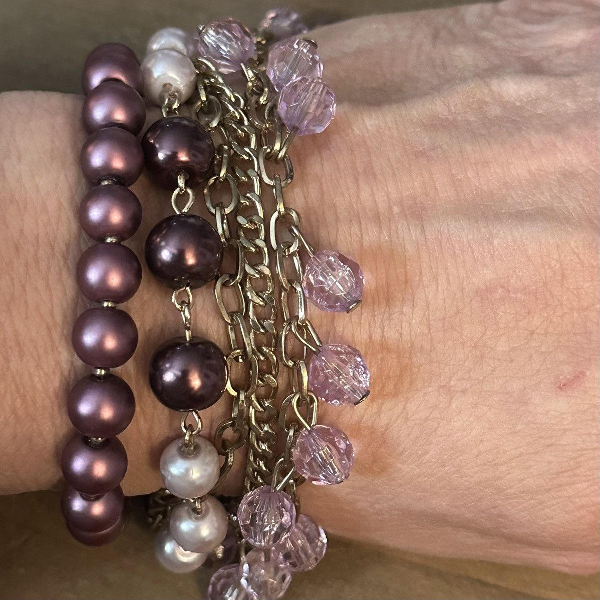 Other Multi strand chain and purple bead bracelet Size ONE SIZE - 3 Thumbnail