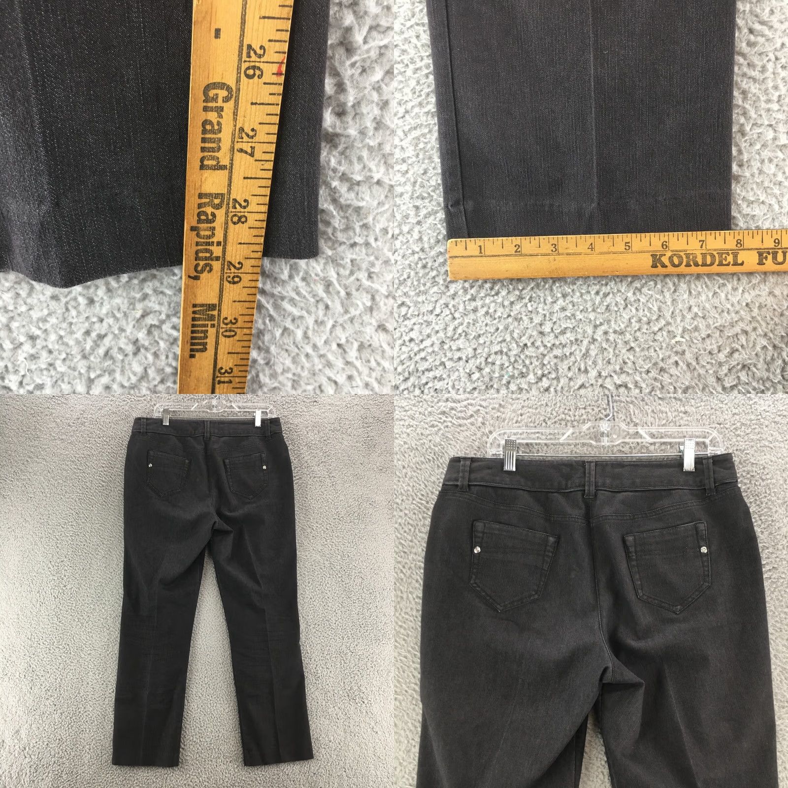 Vintage Larry Levine Jeans Womens 12 Black Mid Rise Straight Leg Zip Fly Flat Front Size 34" / US 12 / IT 48 - 8 Thumbnail