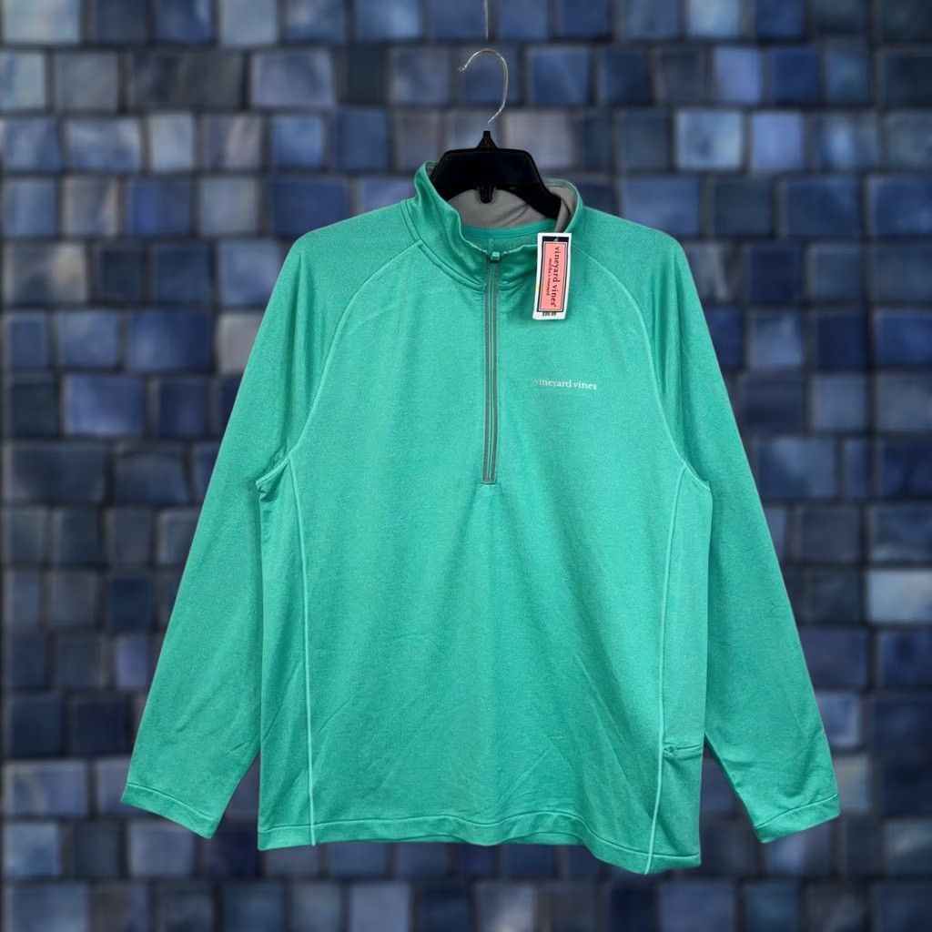 Vineyard Vines VINTAGE Vineyard Vines Pullover Men M Blue Aqua Performance Half Zip Golf NWT Size US M / EU 48-50 / 2 - 1 Thumbnail