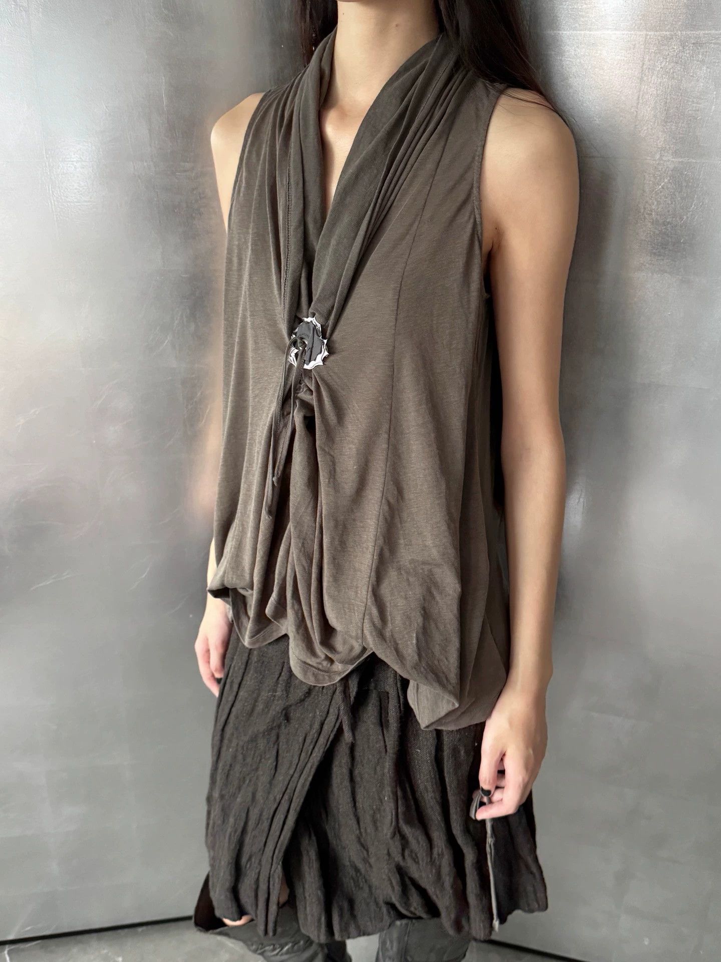 Marithe + Francois Girbaud MF Girbaud Pleated V-Neck Stretch Tank w/Drawstring 40 Size S / US 4 / IT 40 - 5 Thumbnail