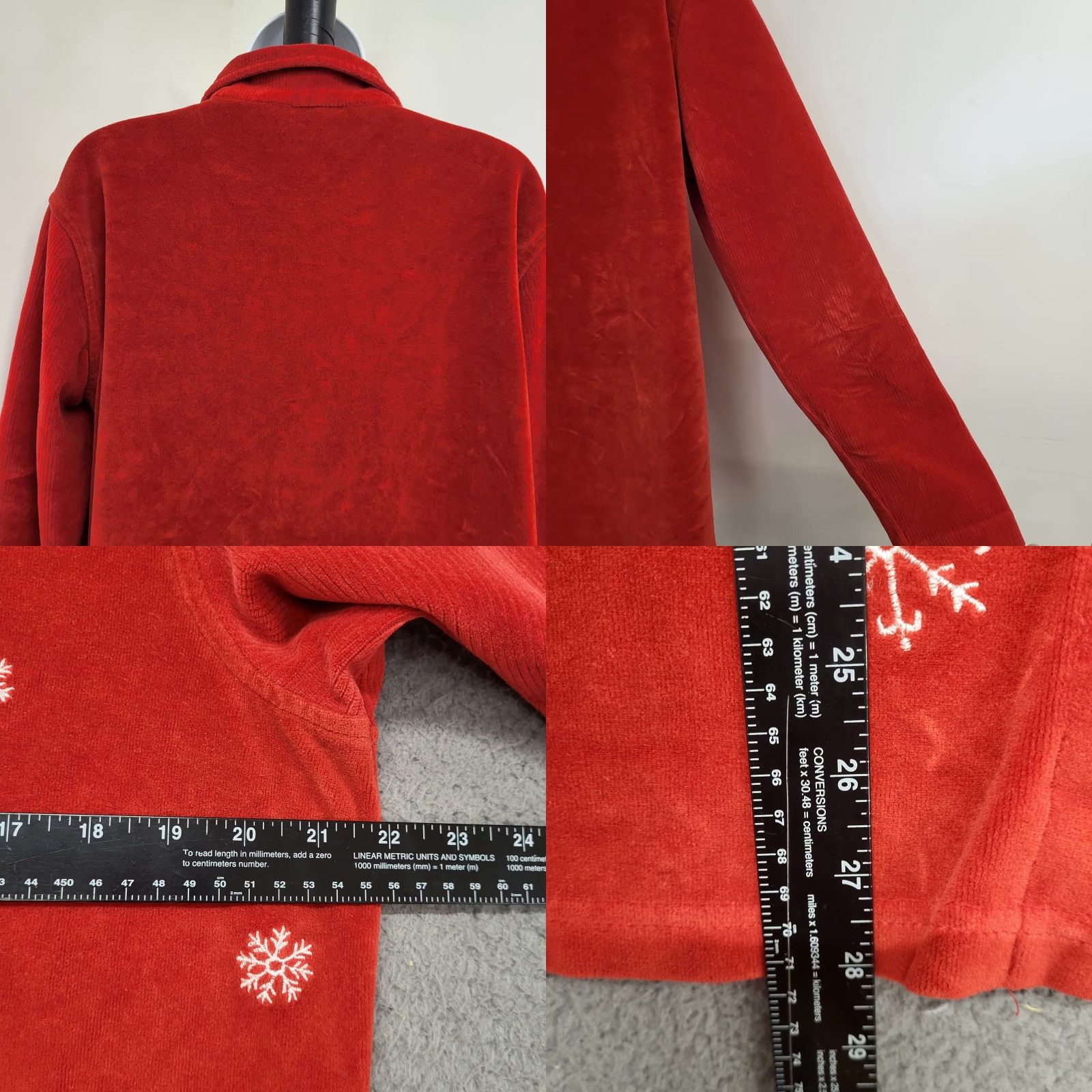 Vintage Capacity Blouse Womens Medium Red Button Up Fleece Christmas Snowflake Embroidery Shirt Size M / US 6-8 / IT 42-44 - 8 Thumbnail