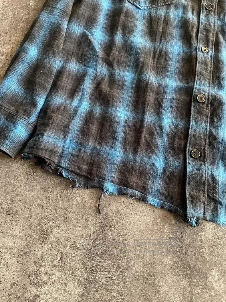 Saint Laurent Paris Saint Laurent Paris Blue and Black Washed Frayed Plaid Shi Size US XL / EU 56 / 4 - 4 Thumbnail