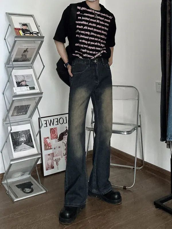 Japanese Brand naga Vintage washed distressed loose casual flared jeans Size US 32 / EU 48 - 2 Thumbnail