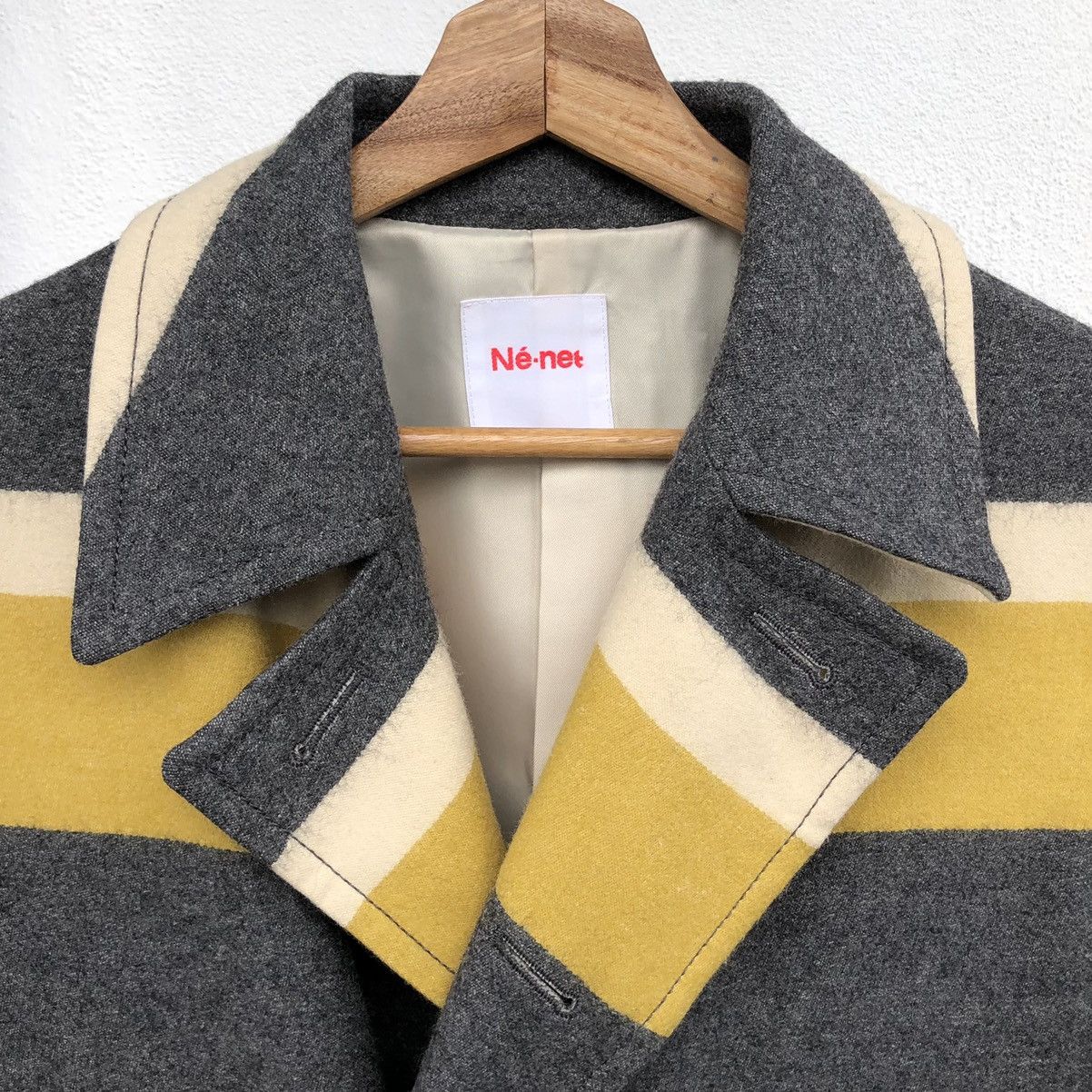 Issey Miyake Issey Miyake Japan Ne-Net Stripes Wool Pea Coat Size M / US 6-8 / IT 42-44 - 15 Thumbnail