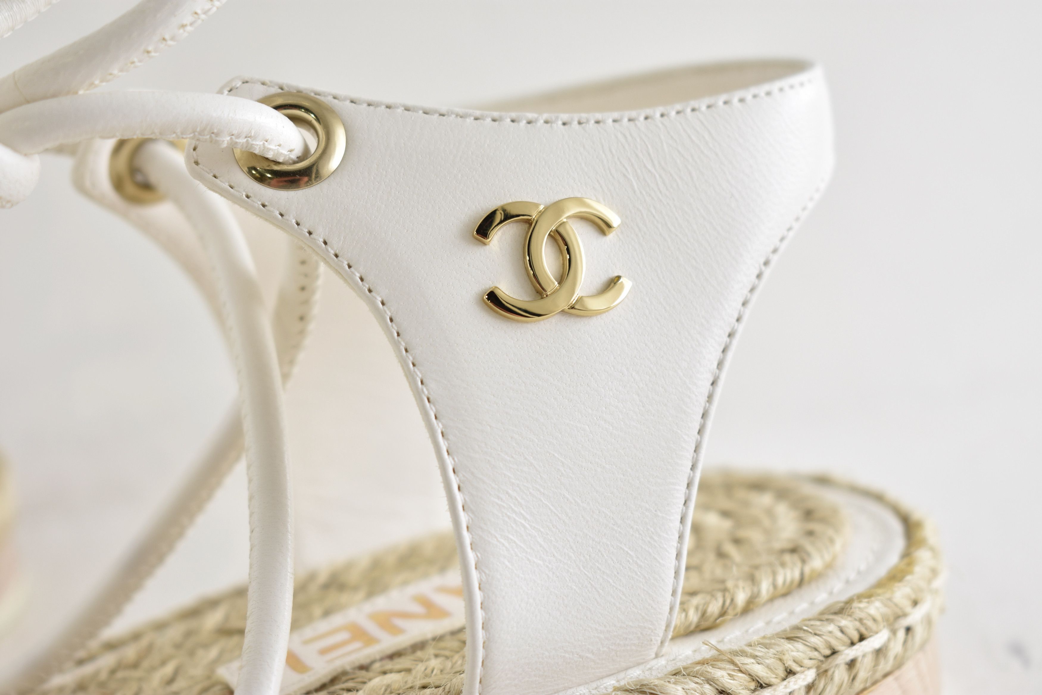Chanel 20S CC Logo Mules Lace Up Tie Sandal Espadrille Flat 36 Size US 6 / IT 36 - 18 Thumbnail
