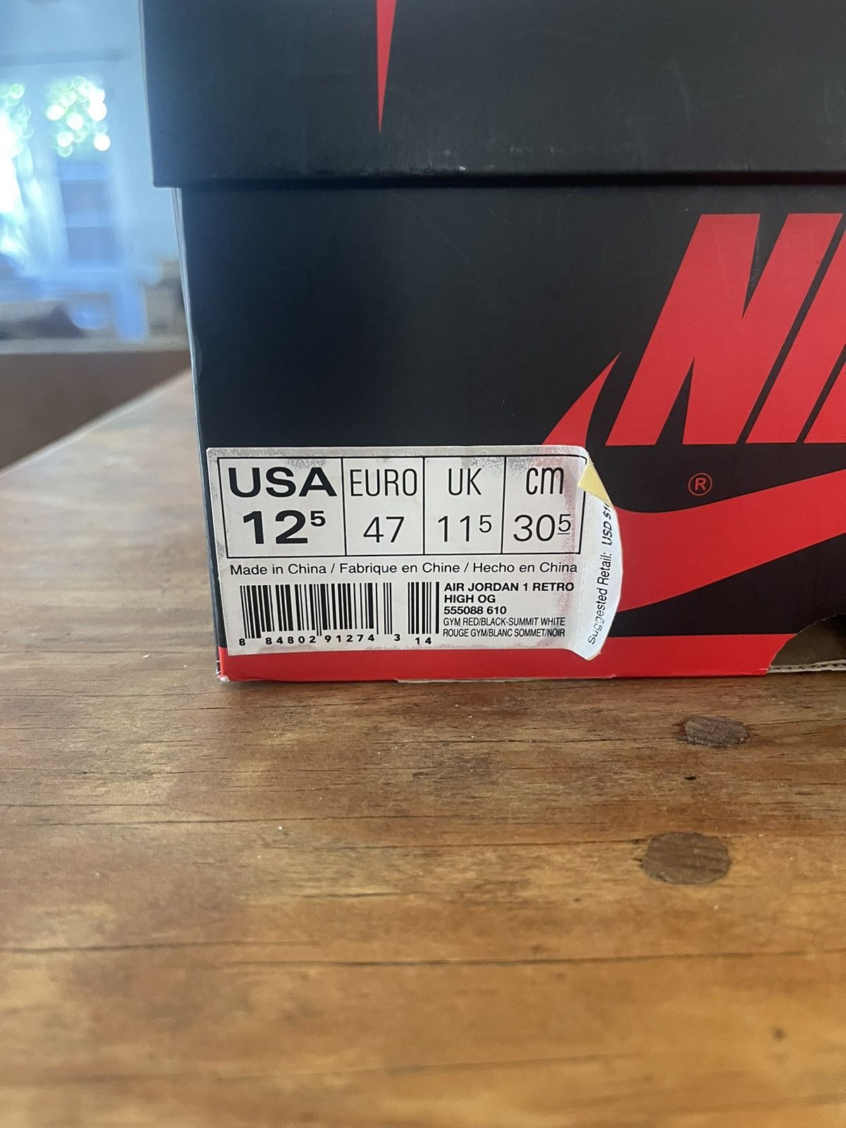 Jordan Brand Jordan 1 High Top Bred Toe Size US 12.5 / EU 45-46 - 6 Thumbnail