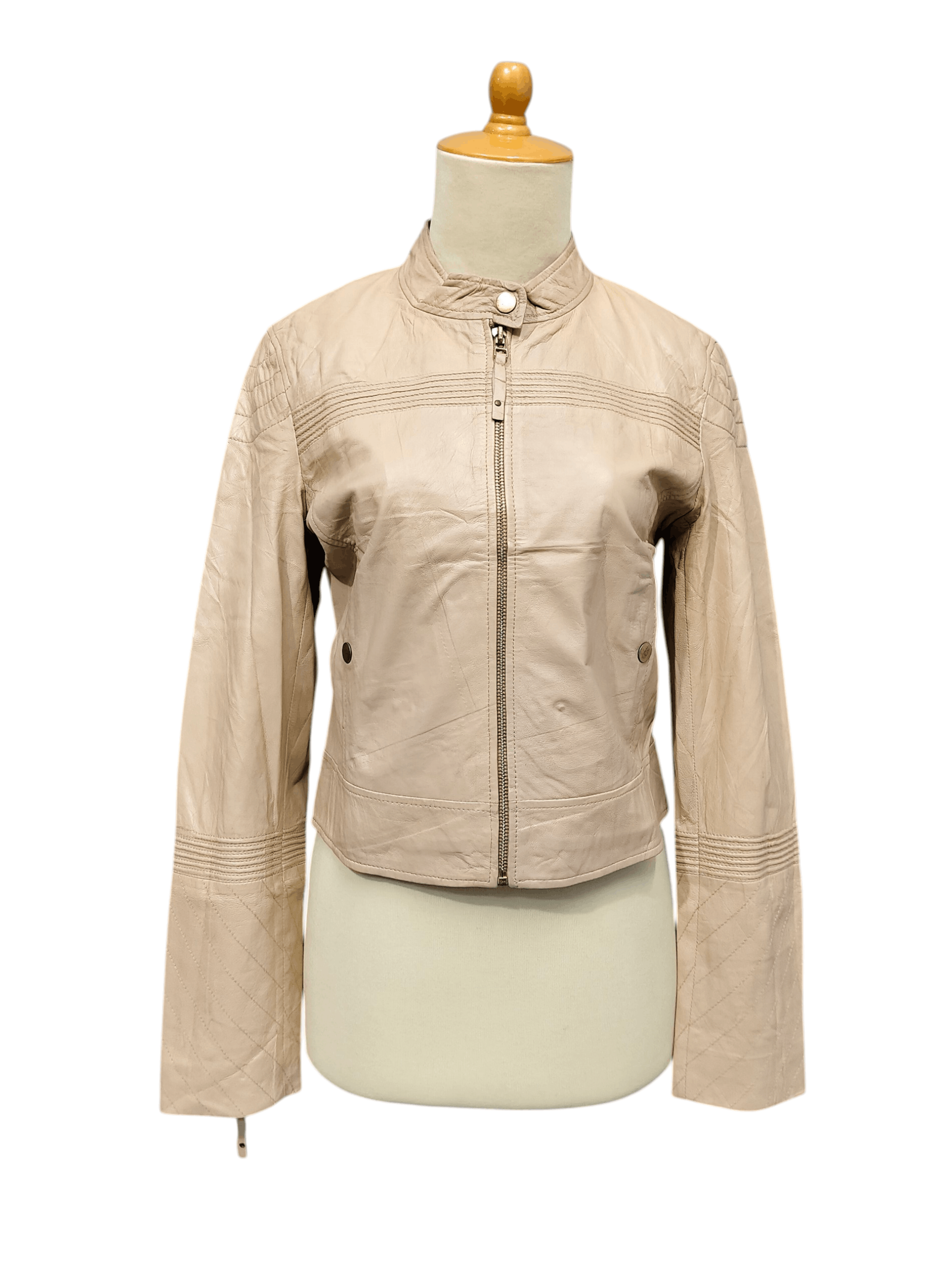 MAX&Co. 00s Max&co- Minimal Cropped Moto Biker Leather Jacket Size M / US 6-8 / IT 42-44 - 1 Thumbnail