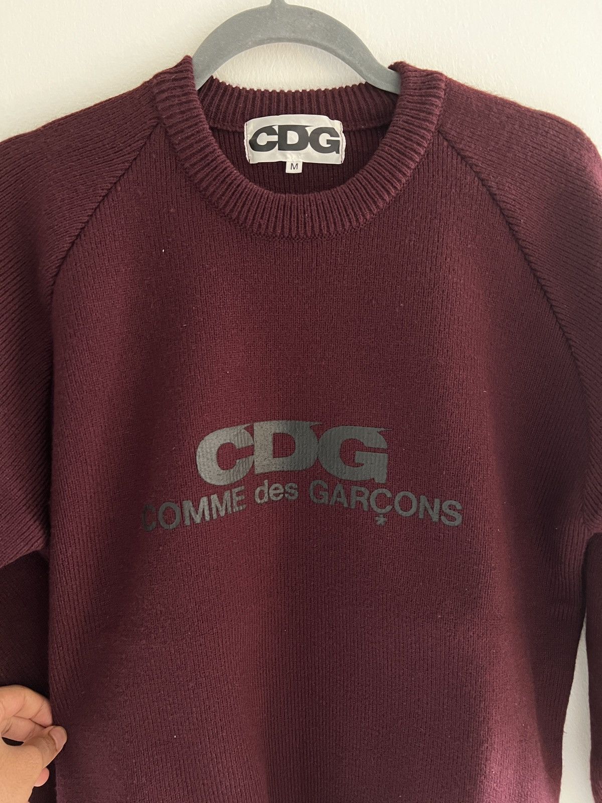 Comme des Garcons Homme Deux CDG maroon logo sweater Size US M / EU 48-50 / 2 - 5 Thumbnail