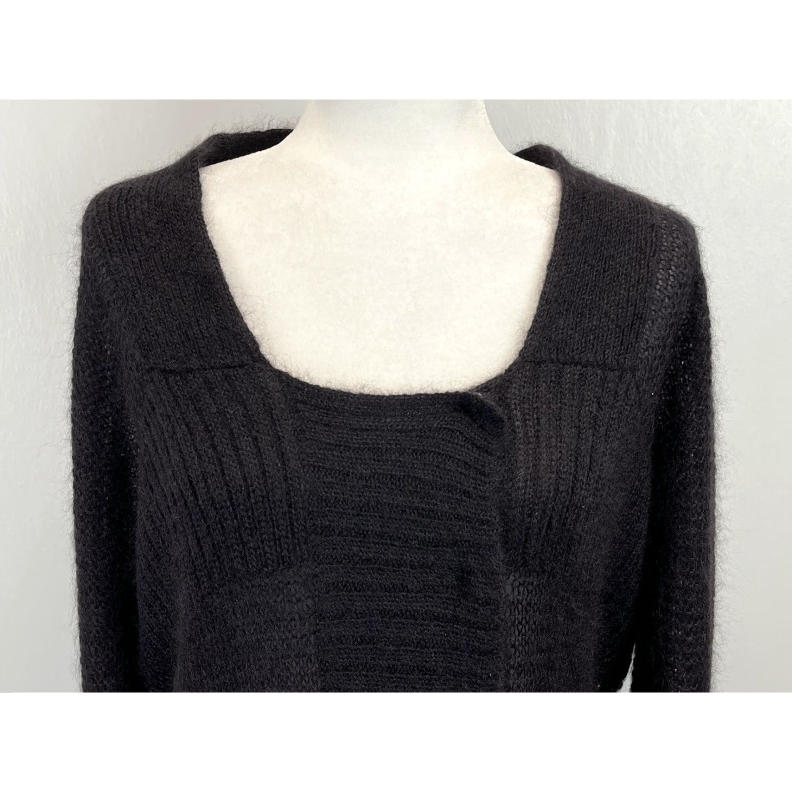 Eileen Fisher Eileen Fisher Cardigan Sweater Mohair Blend Long Knit Snap Front Sz L Black Women Large Size L / US 10 / IT 46 - 5 Thumbnail