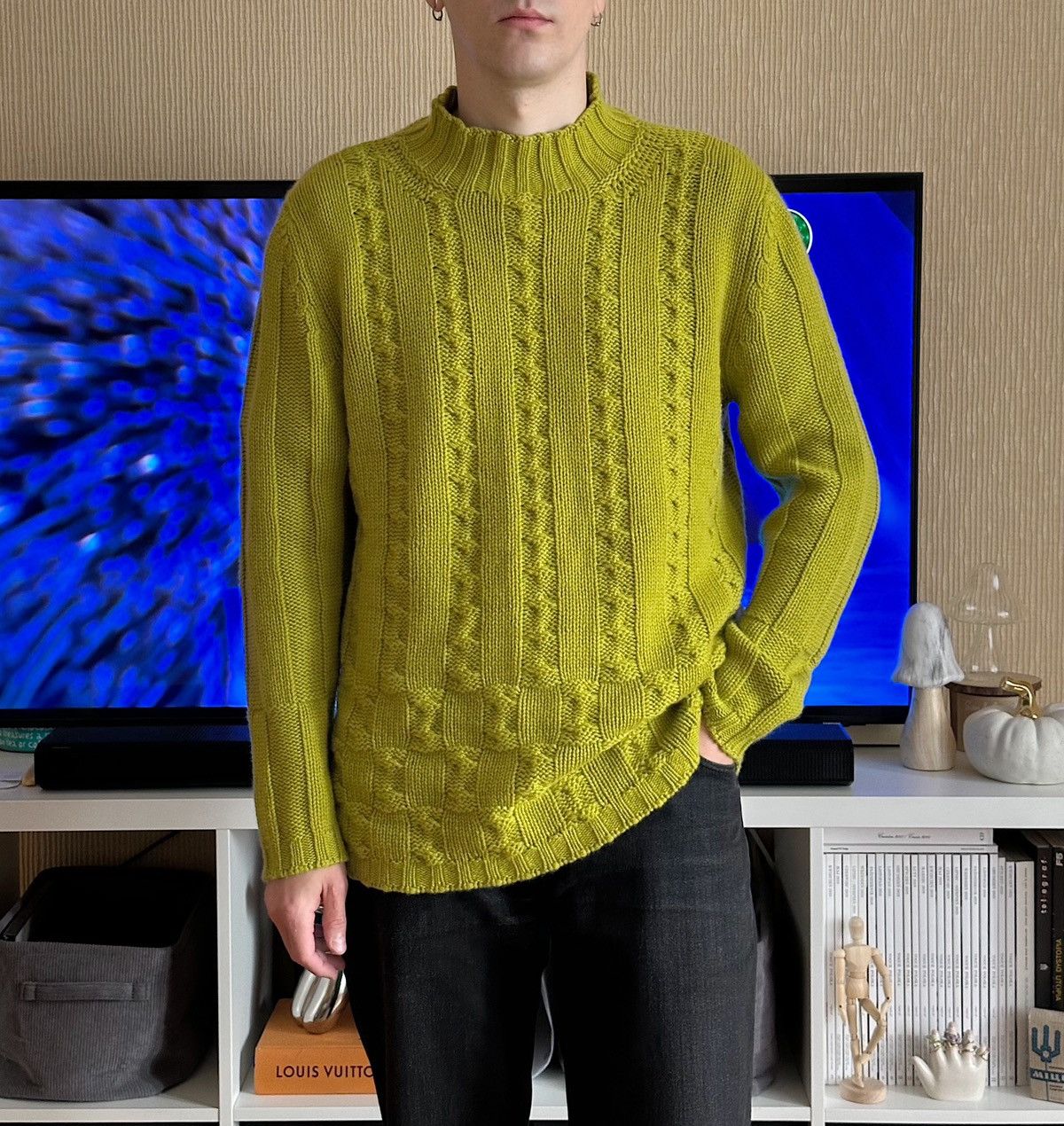 JIL SANDER Raf Simons Cashmere Heavy Knit Green Sweater rap - Tops