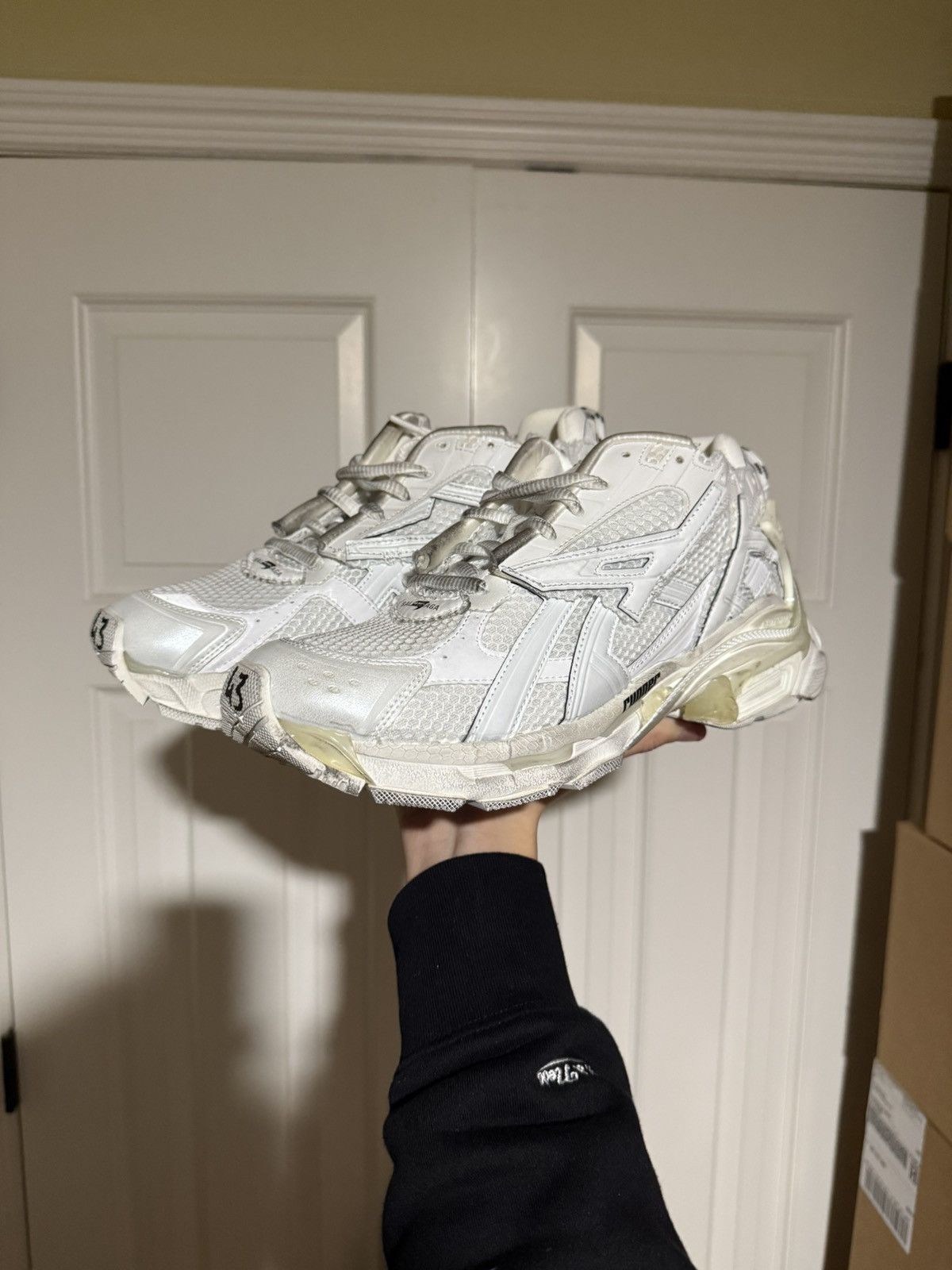 Balenciaga White/White “Runnr” Sneakers