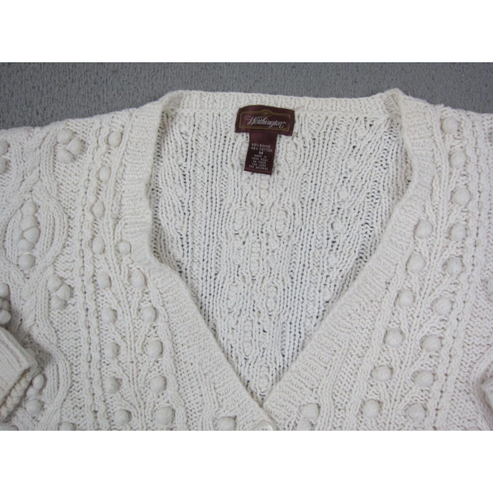 Worthington VINTAGE Worthington Cardigan Womens M Ivory Cotton Ramie Knit 90s Slim Fit Casual Sweater Dress? Size M / US 6-8 / IT 42-44 - 2 Thumbnail