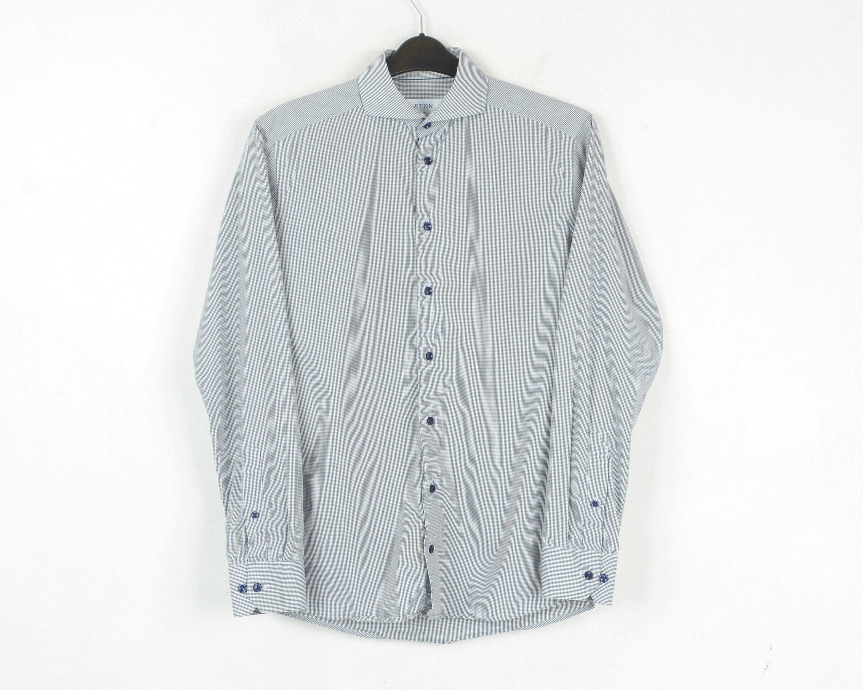 Eton Men 15 1/2" Size 39 Slim Fit Formal Single Cuffs Shirt Check Size US M / EU 48-50 / 2 - 1 Thumbnail
