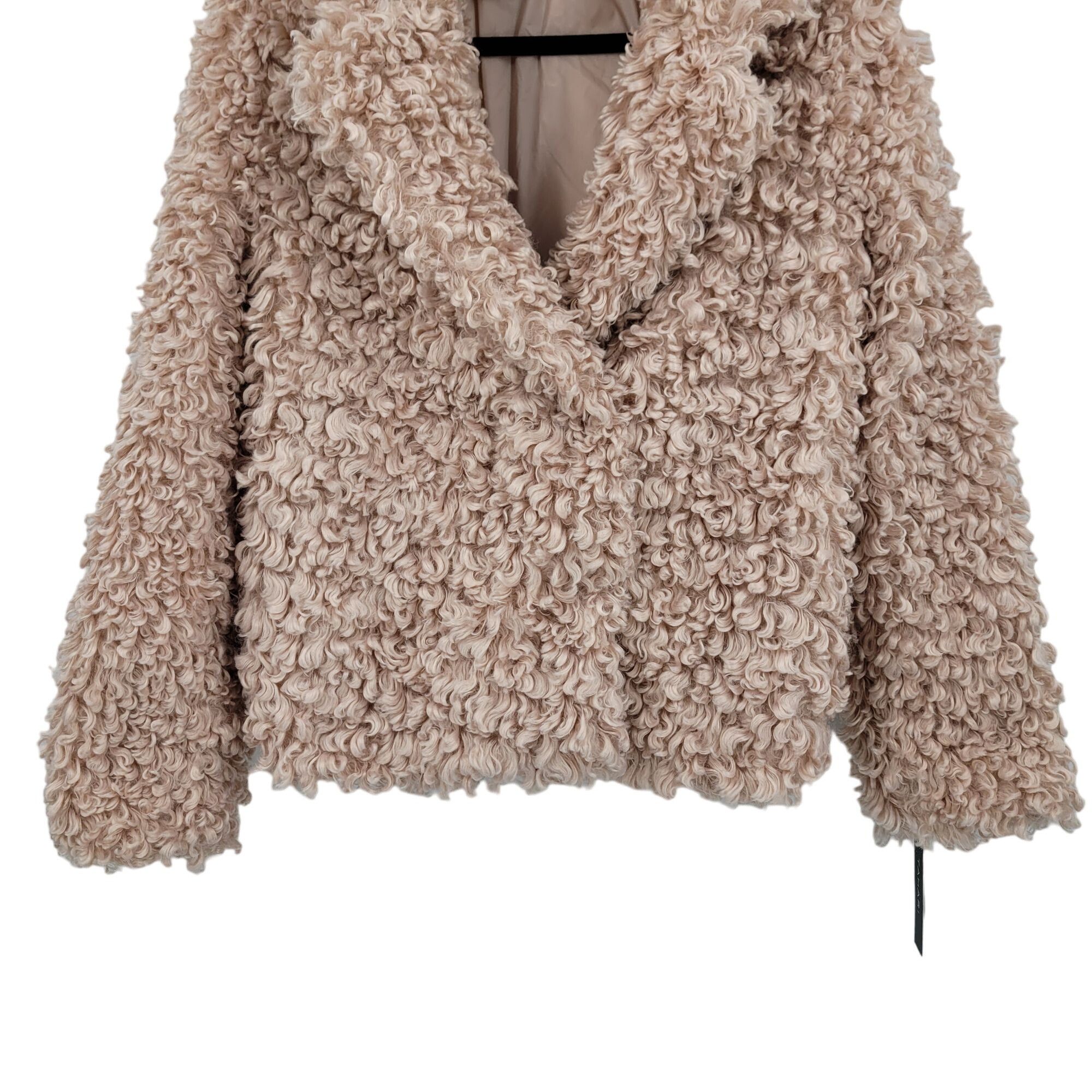 Designer Tahari Teddy Coat M Pink Vegan Faux Fur Curly Textured Jacke Size M / US 6-8 / IT 42-44 - 5 Thumbnail