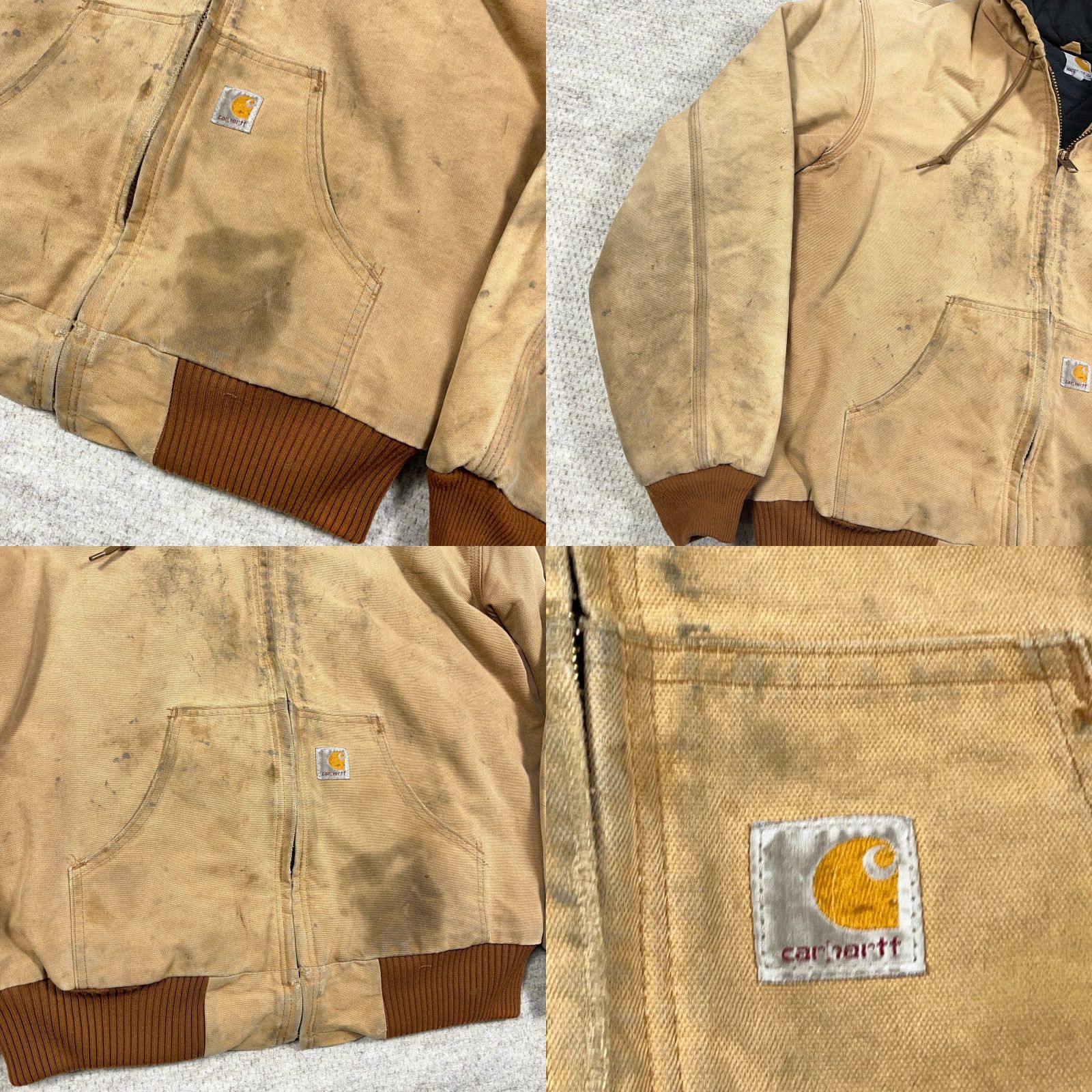 Carhartt VINTAGE Carhartt Jacket J140 Mens M Brown Canvas Union USA Distressed Thrashed Bomber Hooded Mid-Length Winter Fall Spring Size US M / EU 48-50 / 2 - 8 Thumbnail