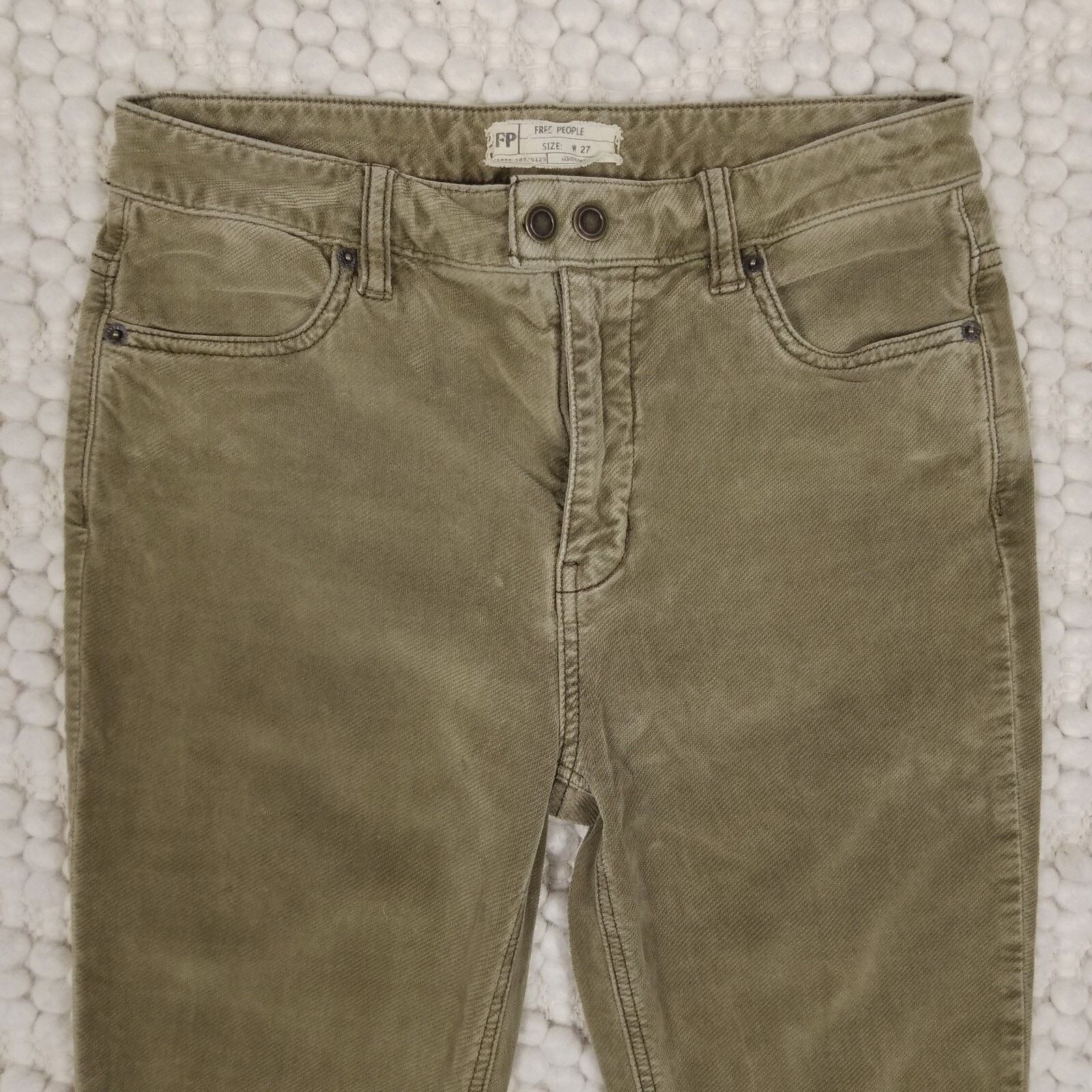 Free People Free People High Rise Slim Leg Olive Green Velvet Jeans 27 Size 27" / US 4 / IT 40 - 2 Thumbnail