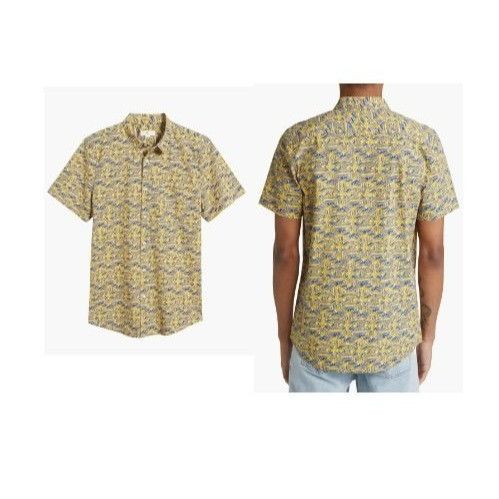 BP. BP Abstract Leaf Print Short Sleeve Button-Up Shirt, Sz. S Size US S / EU 44-46 / 1 - 1 Thumbnail