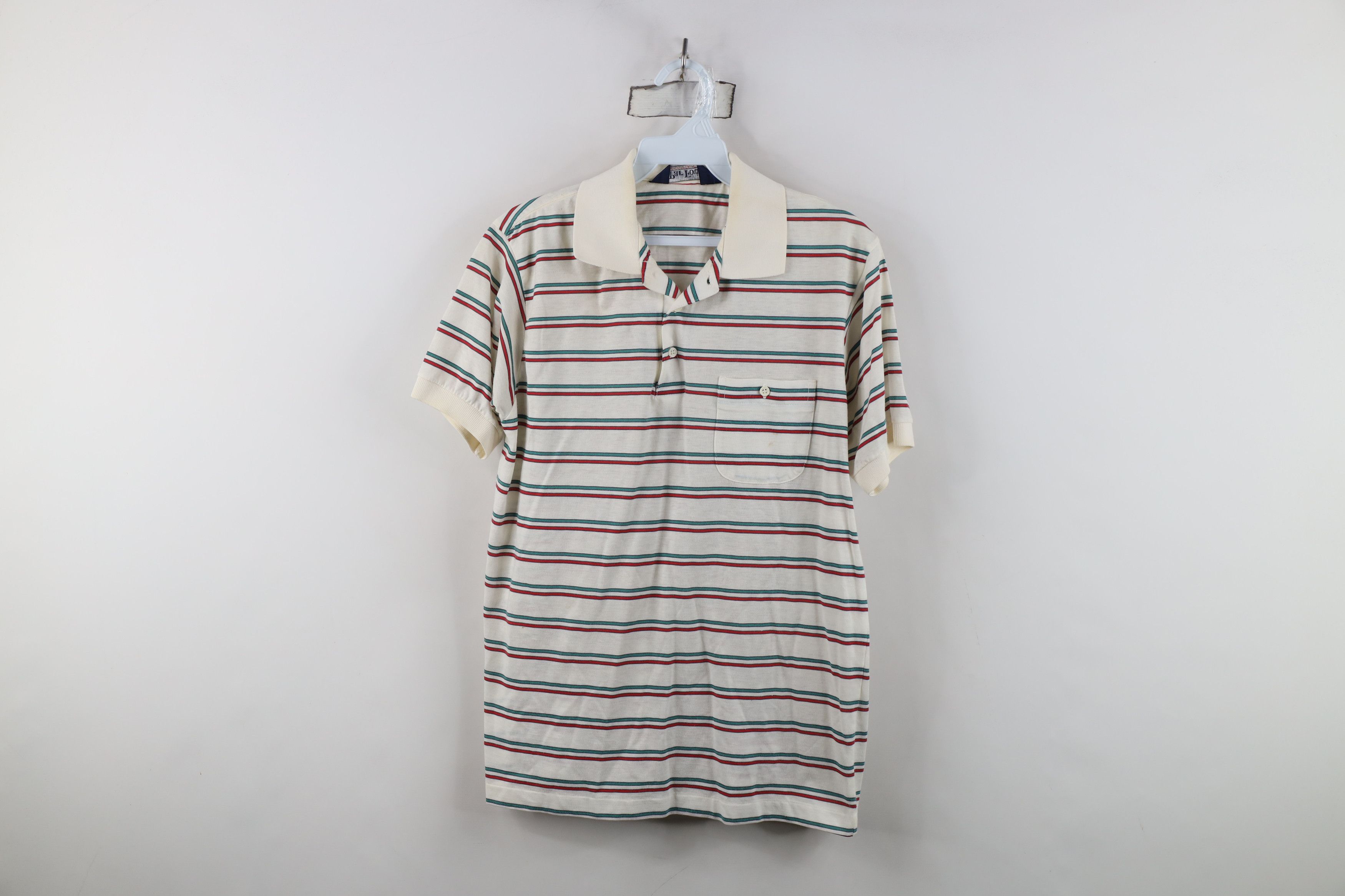 Vintage Vintage 70s 80s Streetwear Knit Striped Golf Polo Shirt Size US M / EU 48-50 / 2 - 1 Thumbnail