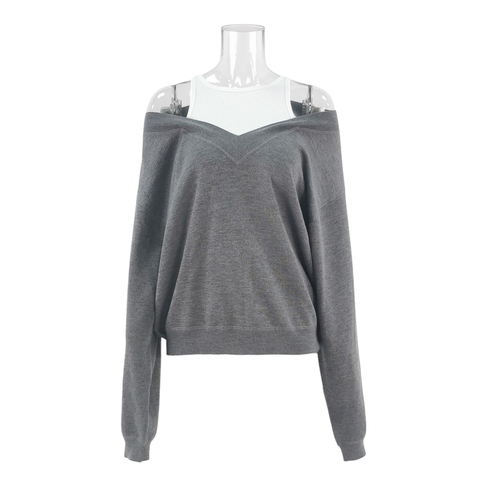 Alexander Wang Alexander Wang Gray Layered Sweater Size L Size L / US 10 / IT 46 - 1 Thumbnail