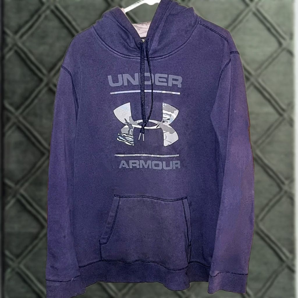 Under Armour VINTAGE Under Armour Hoodie Sweatshirt Blue/Purple Pullover Sz XL Men Size US XL / EU 56 / 4 - 1 Thumbnail