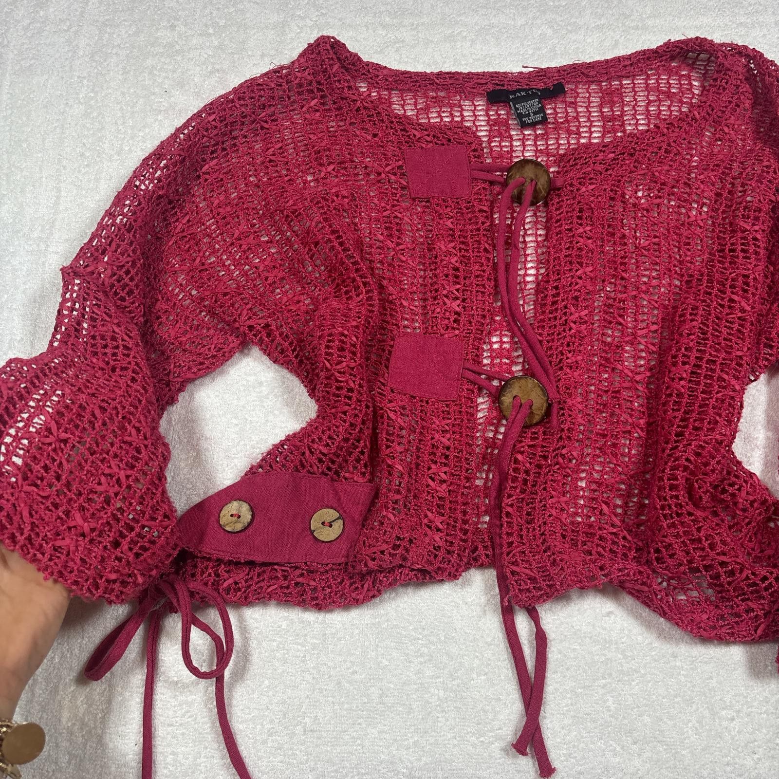 Other y2k pink crochet button up blouse Size S / US 4 / IT 40 - 3 Thumbnail
