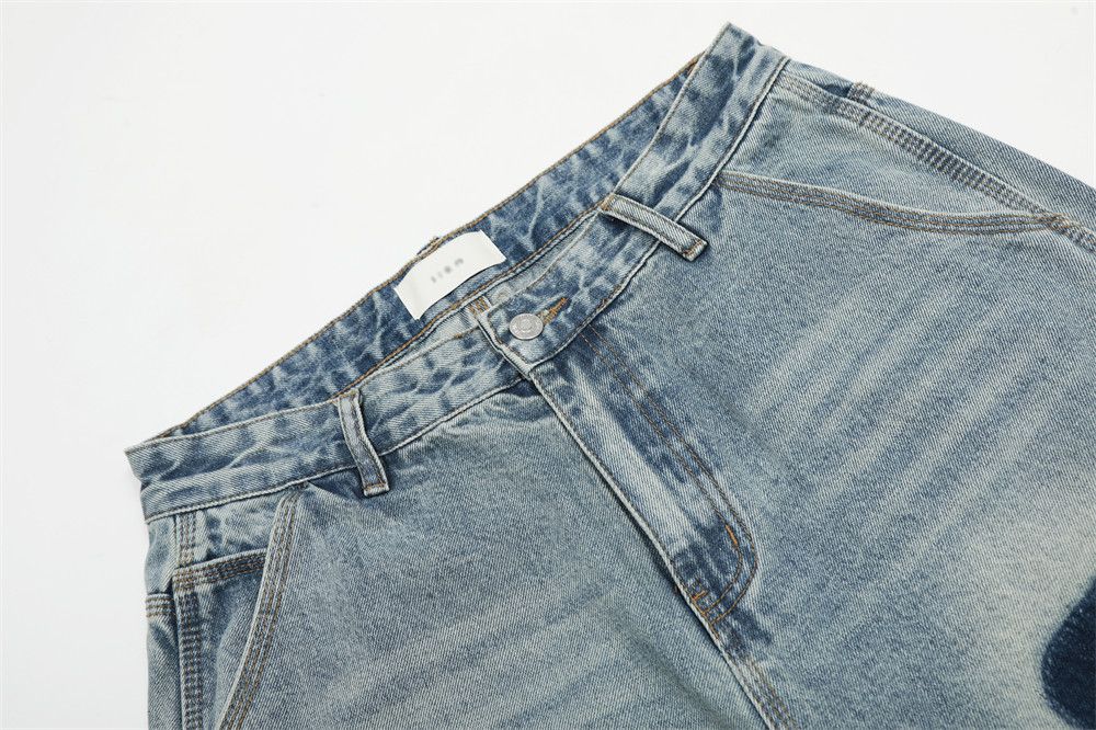Japanese Brand × Jean Washed distressed color block men's retro casual jeans Size US 32 / EU 48 - 4 Thumbnail