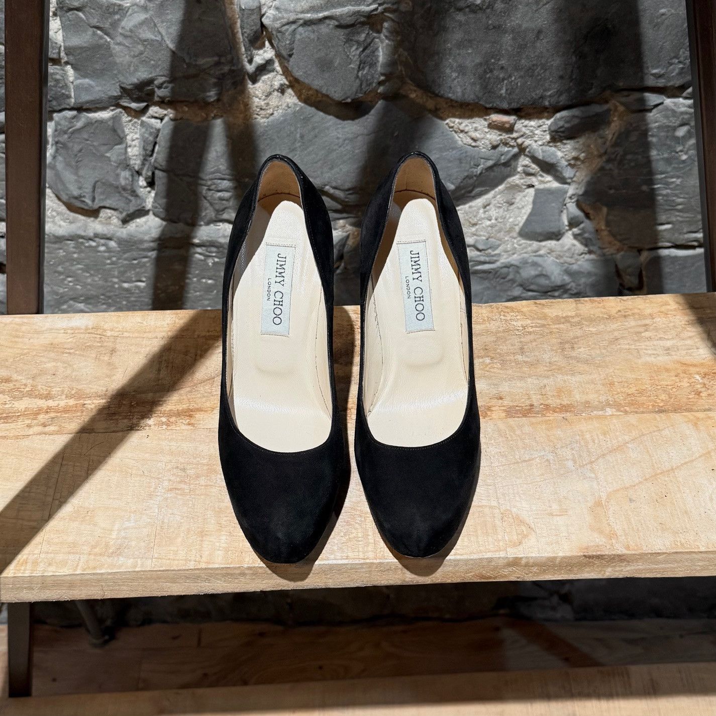 Jimmy Choo Jimmy Choo Black Suede Crystal Heels Platform Esam Pumps Size US 6.5 / IT 36.5 - 3 Thumbnail