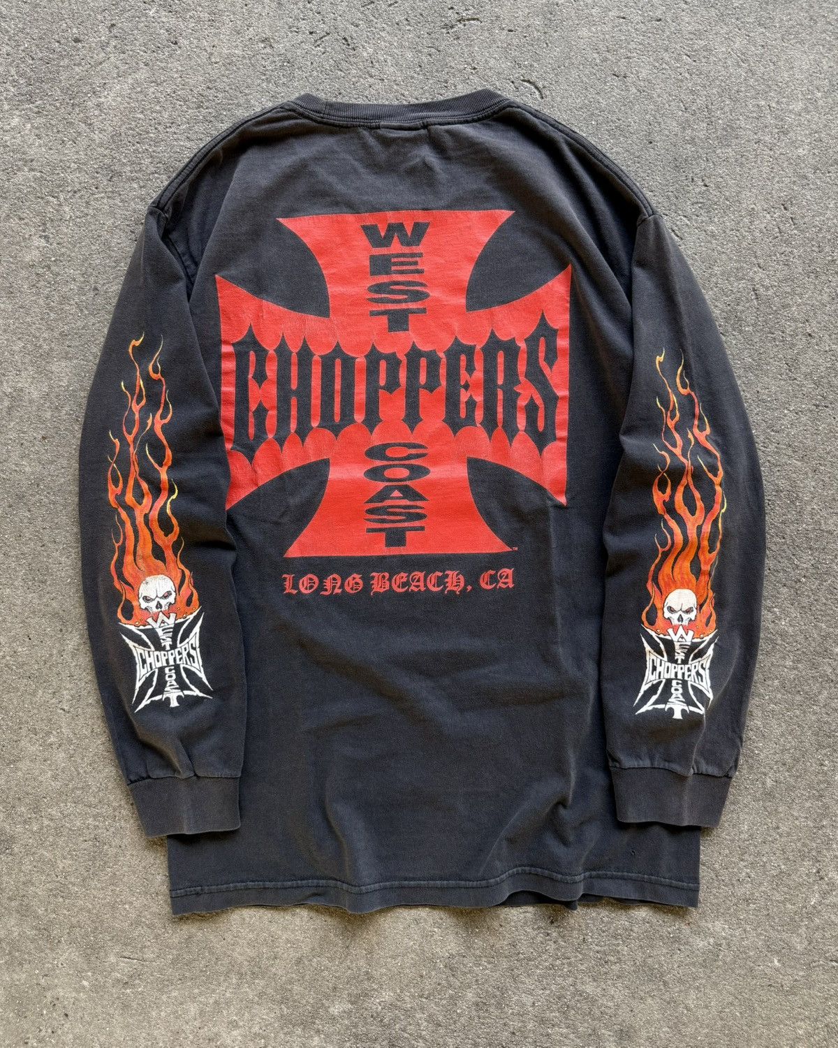 Vintage West Coast Choppers Skulls Fire Flames L/S