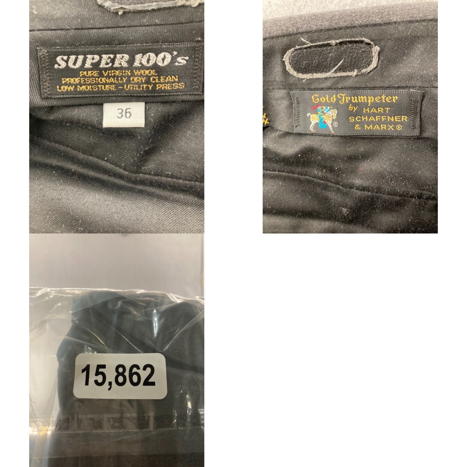 Hart Schaffner Marx VINTAGE Hart Schaffner Marx Classic Suit Pants Mens 36 Gray 100% Wool Flat Front 80s 90s Size 36R - 8 Thumbnail