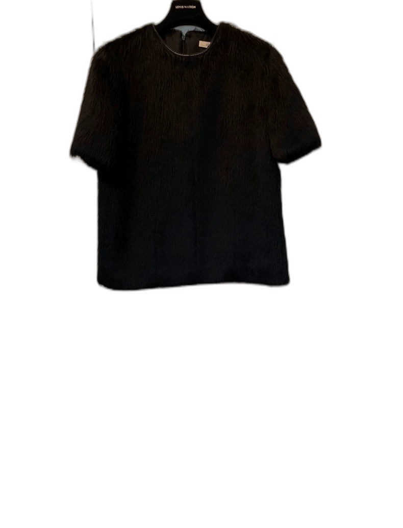 Celine Old Celine Fur Short Sleeve Top Size L / US 10 / IT 46 - 1 Thumbnail