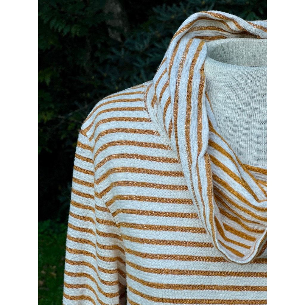 J.Crew Women's M J Crew Cowl Neck Long Sleeve Mustard Yellow Stripe Size M / US 6-8 / IT 42-44 - 2 Thumbnail