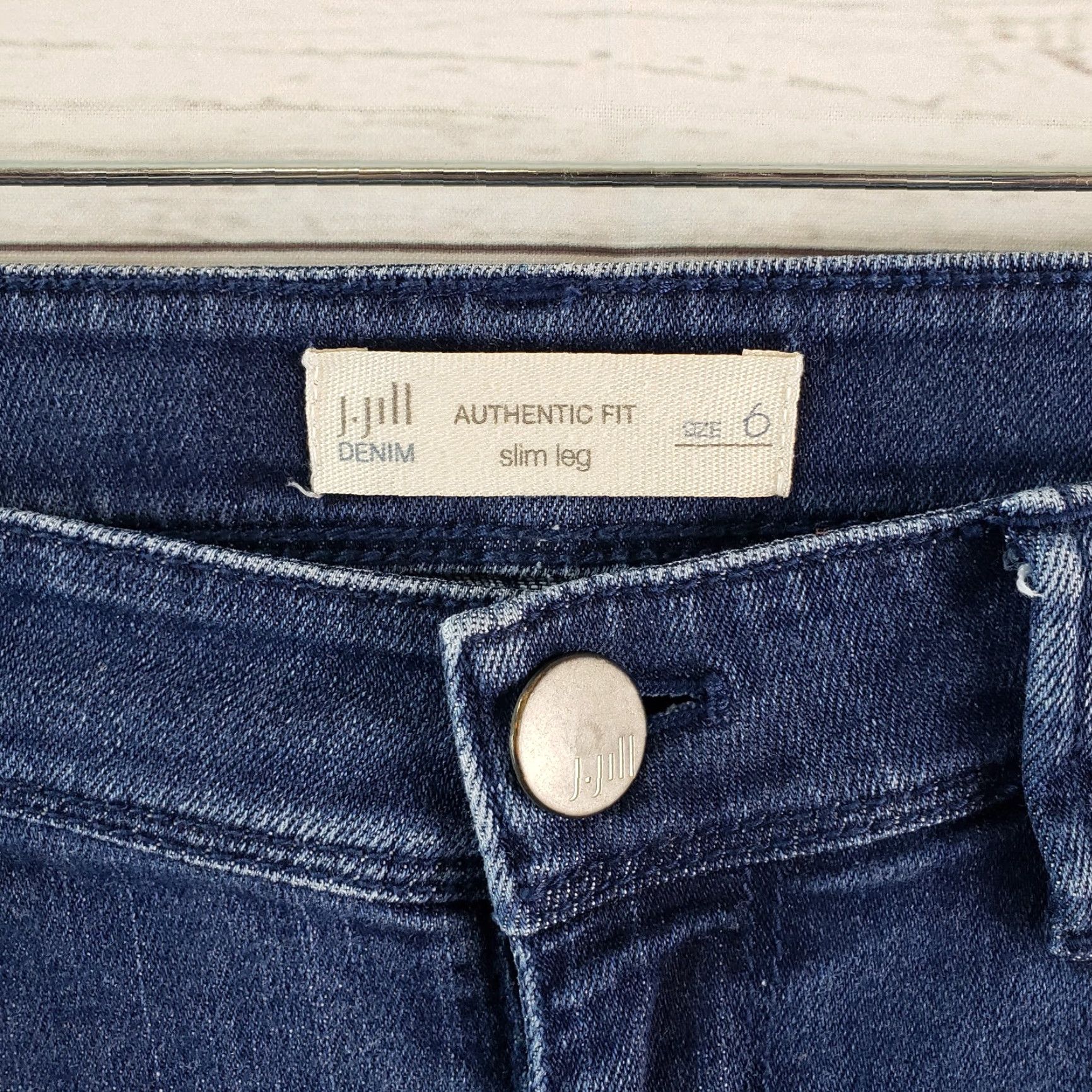J. Jill J. Jill Womens Slim Leg Jeans 6 Blue Dark Wash Low Rise Denim Cotton Blend Inseam 29.5" Vintage No Size 28" / US 6 / IT 42 - 6 Thumbnail