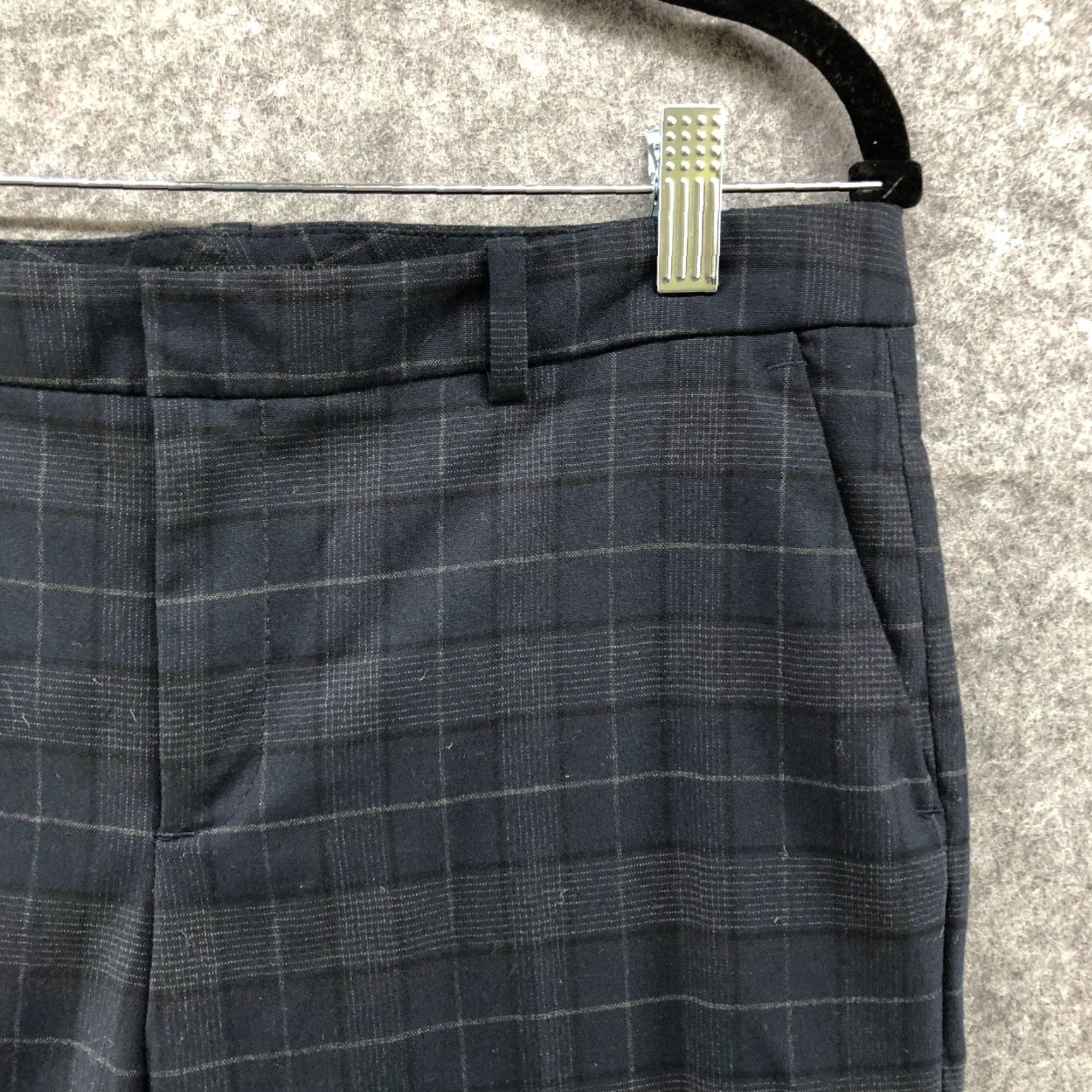 Zara Zara Dress Pants Womens S Mid Rise Navy Blue Plaid Tapered Ankle Cuffed Dress Pants Size 28" / US 6 / IT 42 - 5 Thumbnail