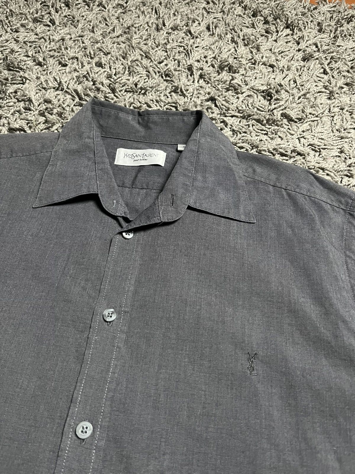 Yves Saint Laurent YSL Dark Grey Anthracite Long Sleeve Button Up Shirt Size US XL / EU 56 / 4 - 2 Thumbnail