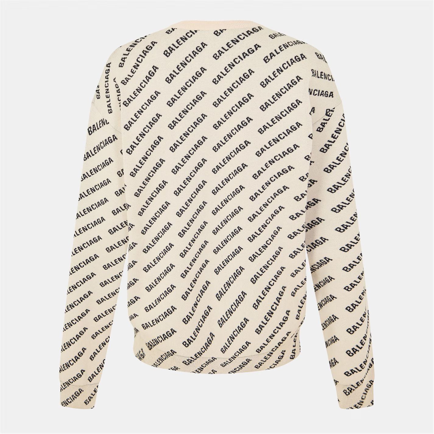 Balenciaga o1g2r1mq0226 Mini All-over Logo Sweater In Ivory/Black Size US XS / EU 42 / 0 - 2 Thumbnail