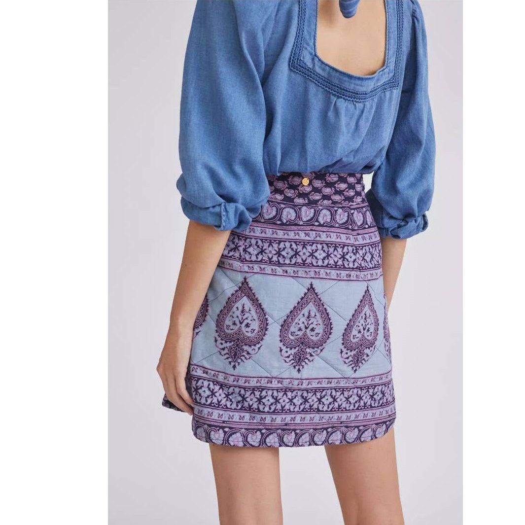 Antik Batik × Free People New Free People Maddy Quilted Skirt ANTIK BATIK $184 SMALL Size 28" / US 6 / IT 42 - 6 Thumbnail