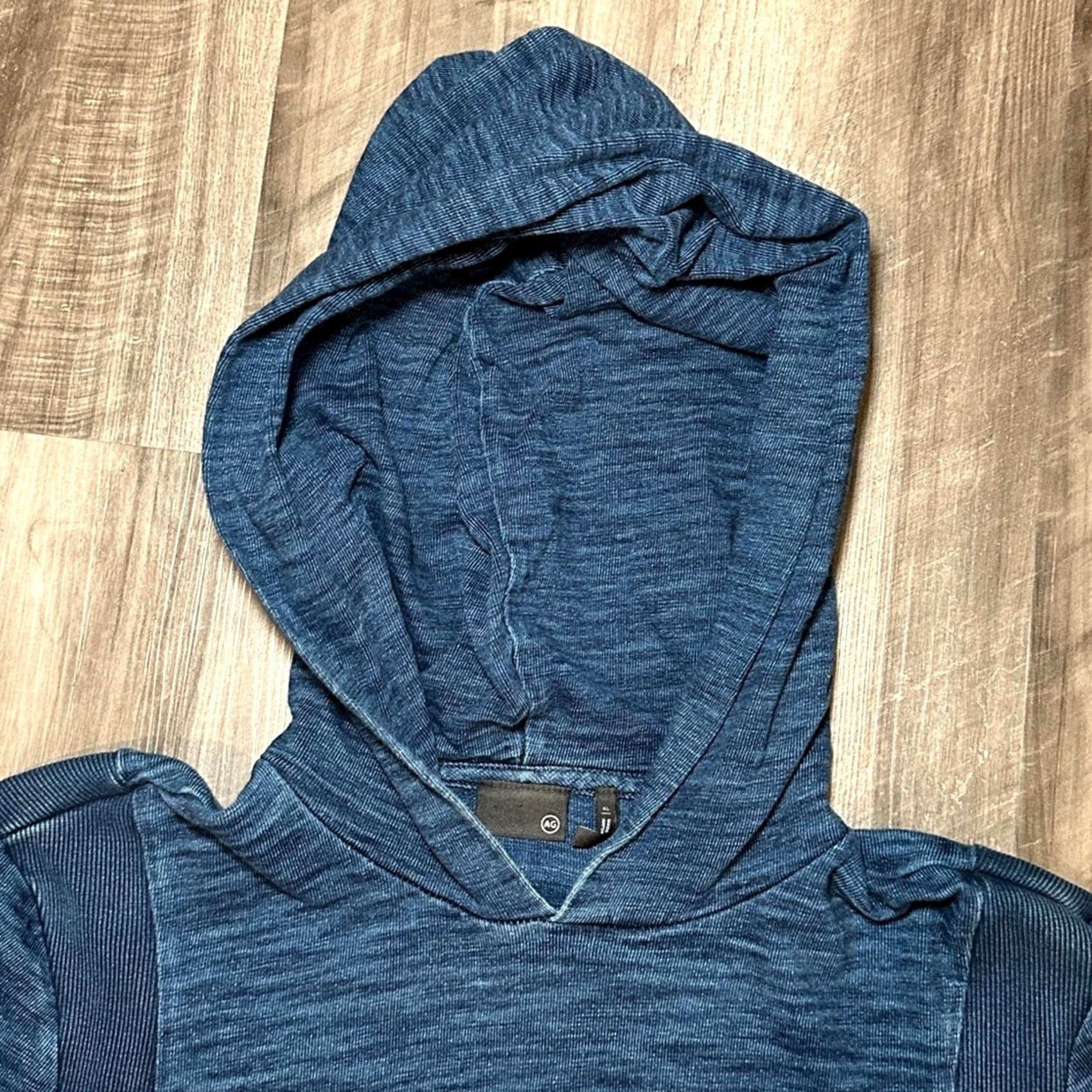 Vintage Ag Adriano Goldschmied Sloane Heather Navy Pullover Hoodie XL Mens Regular Cotton 100% Denim Blue/Navy Pullover Hoodie Men XL Size US XL / EU 56 / 4 - 4 Thumbnail