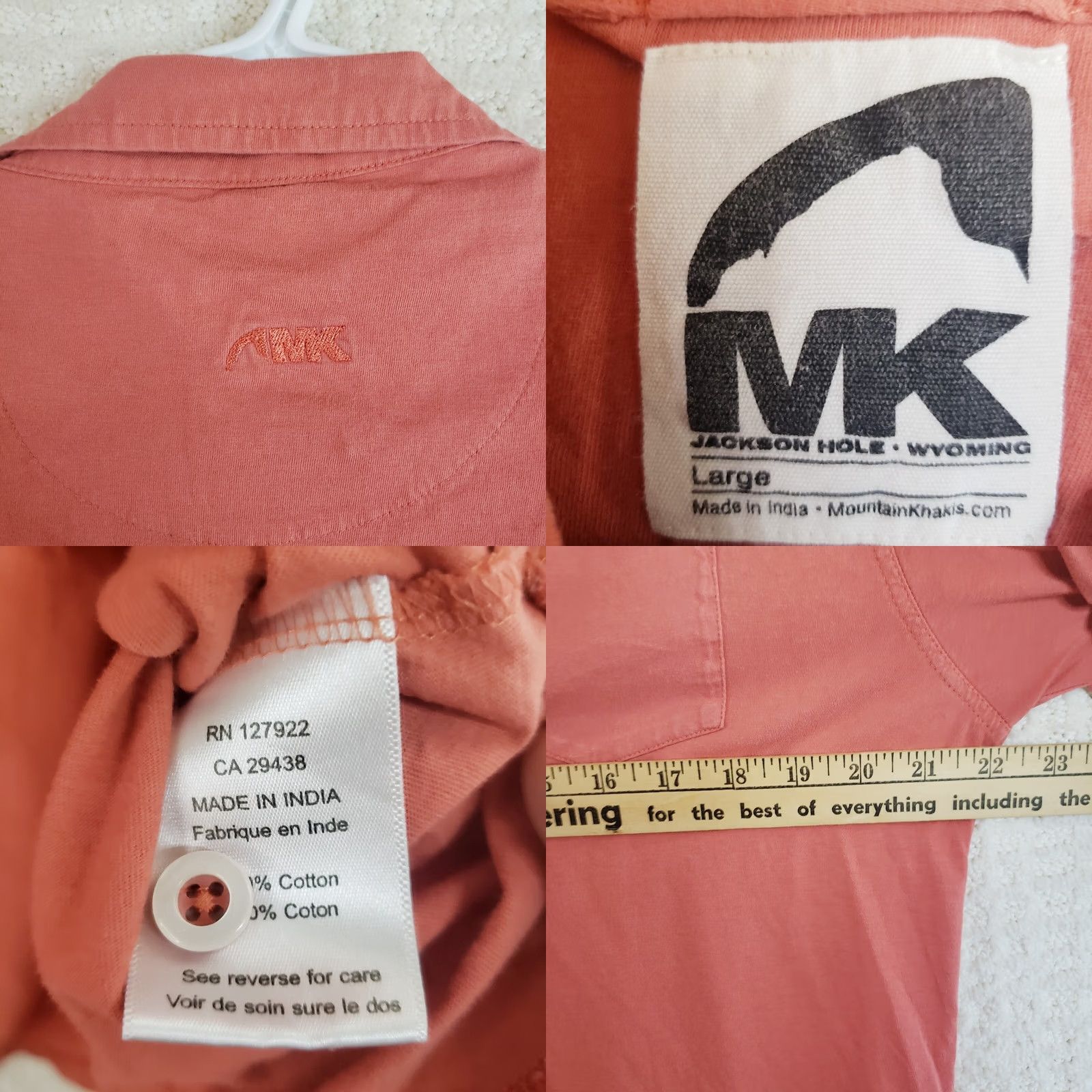 Mountain Khakis Mountain Khakis Polo Shirt Men's L Short Sleeve Coral Classic Outdoor Size US L / EU 52-54 / 3 - 8 Thumbnail