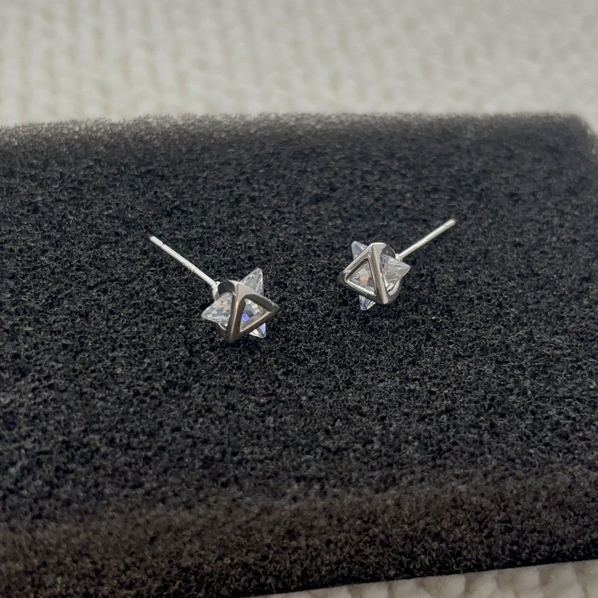 Other Small Geometric Triangle CZ Stud Earrings for Men Women Size ONE SIZE - 1 Thumbnail