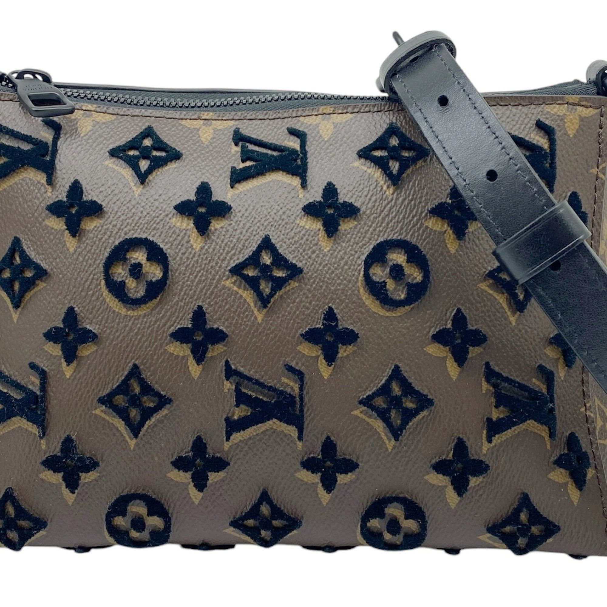 Louis Vuitton Monogram Tuftage Triangle M45070 Shoulder Bag Handbag Black Brown Men's Women's