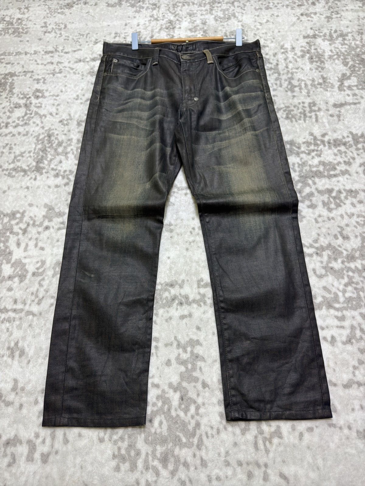Vintage Back Number Vintage Waxed Washed Claw Marks Denim Japan Size US 34 / EU 50 - 1 Thumbnail