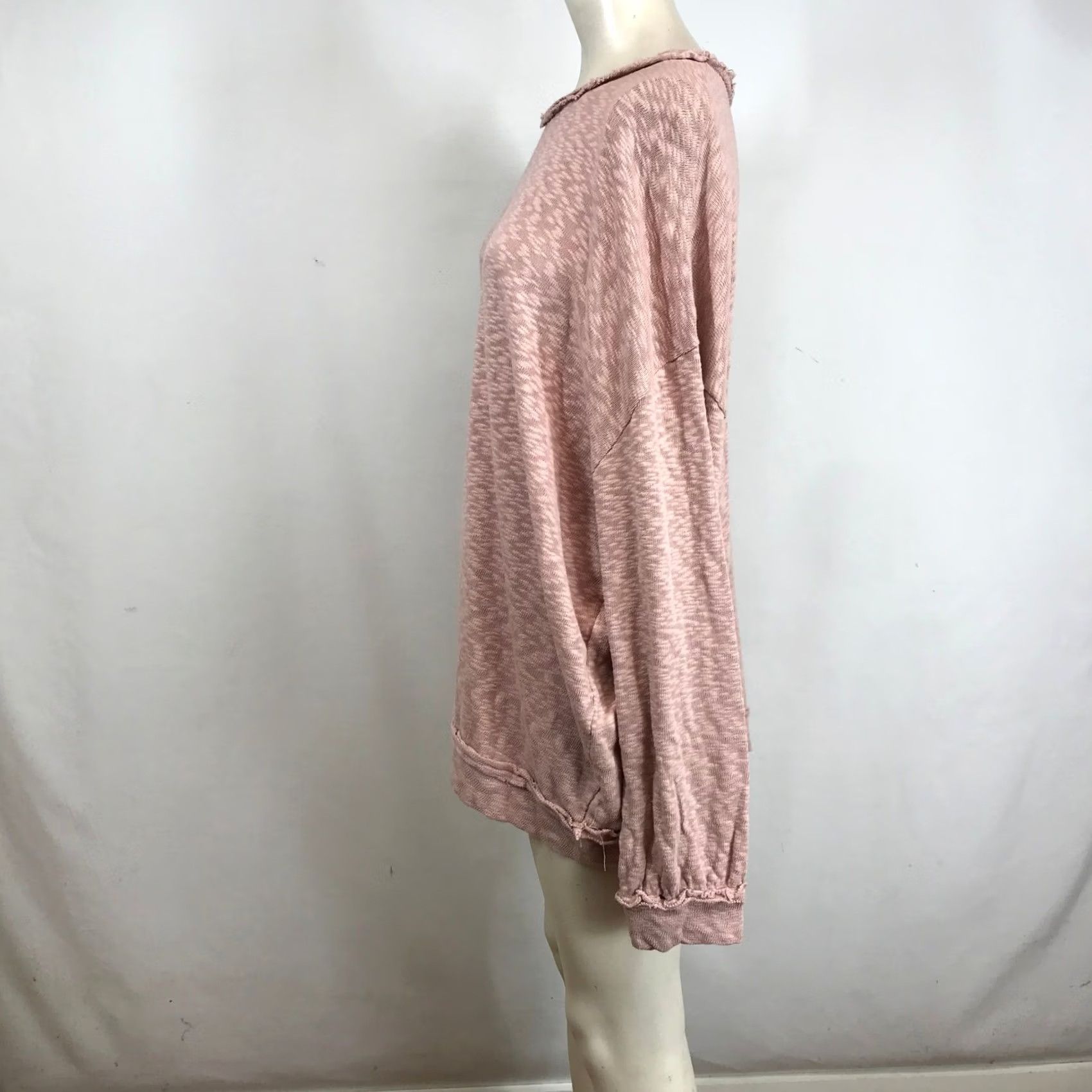 Vintage POL Womens Oversized Marled Knit Sweater Dusty Rose Pink Raw Edge SMT2254E L Size L / US 10 / IT 46 - 6 Thumbnail